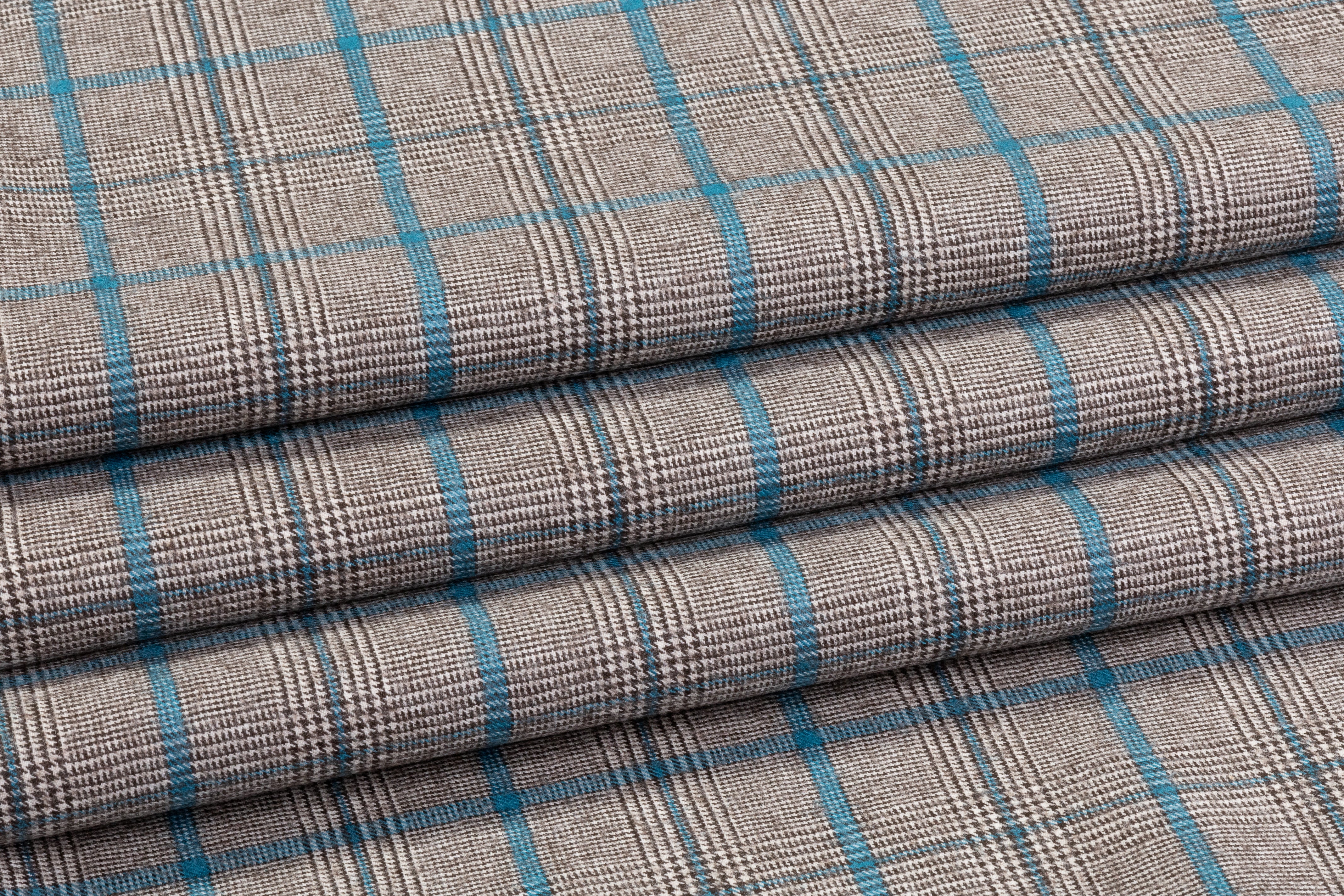 Carnet - Checked Italian Wool Suiting - Blue / Gray / Brown