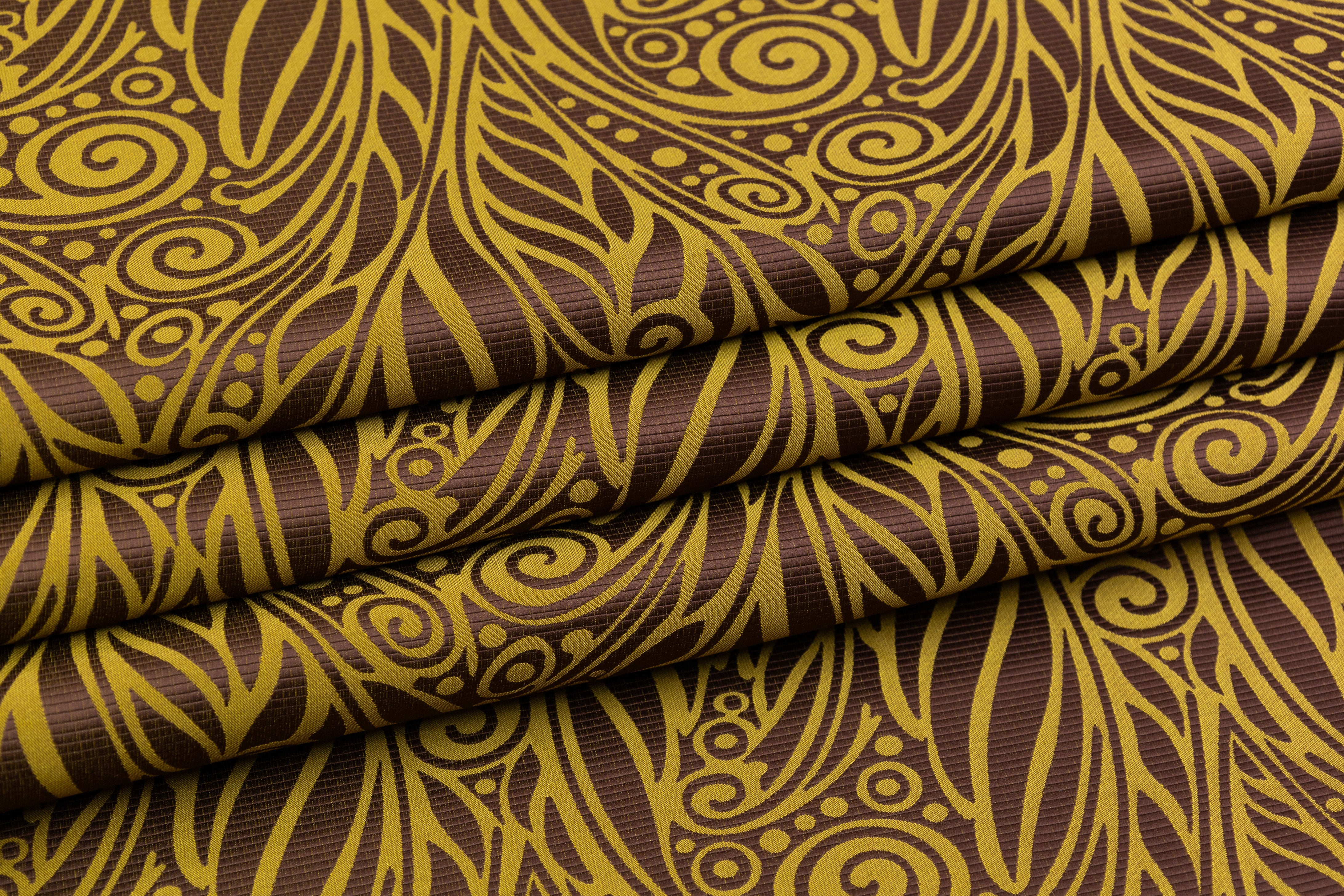 Abstract Italian Satin Brocade - Yellow / Brown