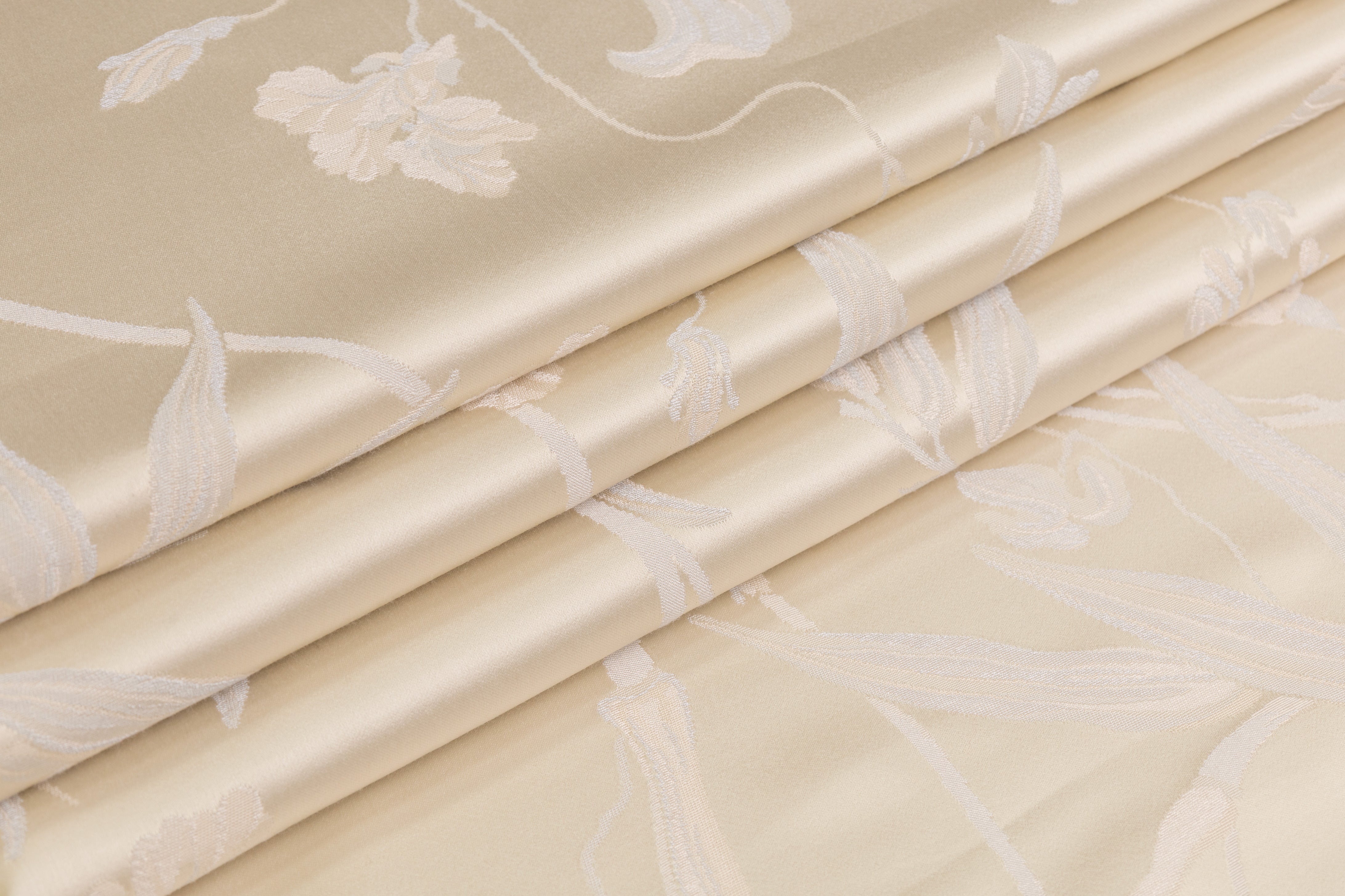 Floral Italian Satin Brocade - Ivory