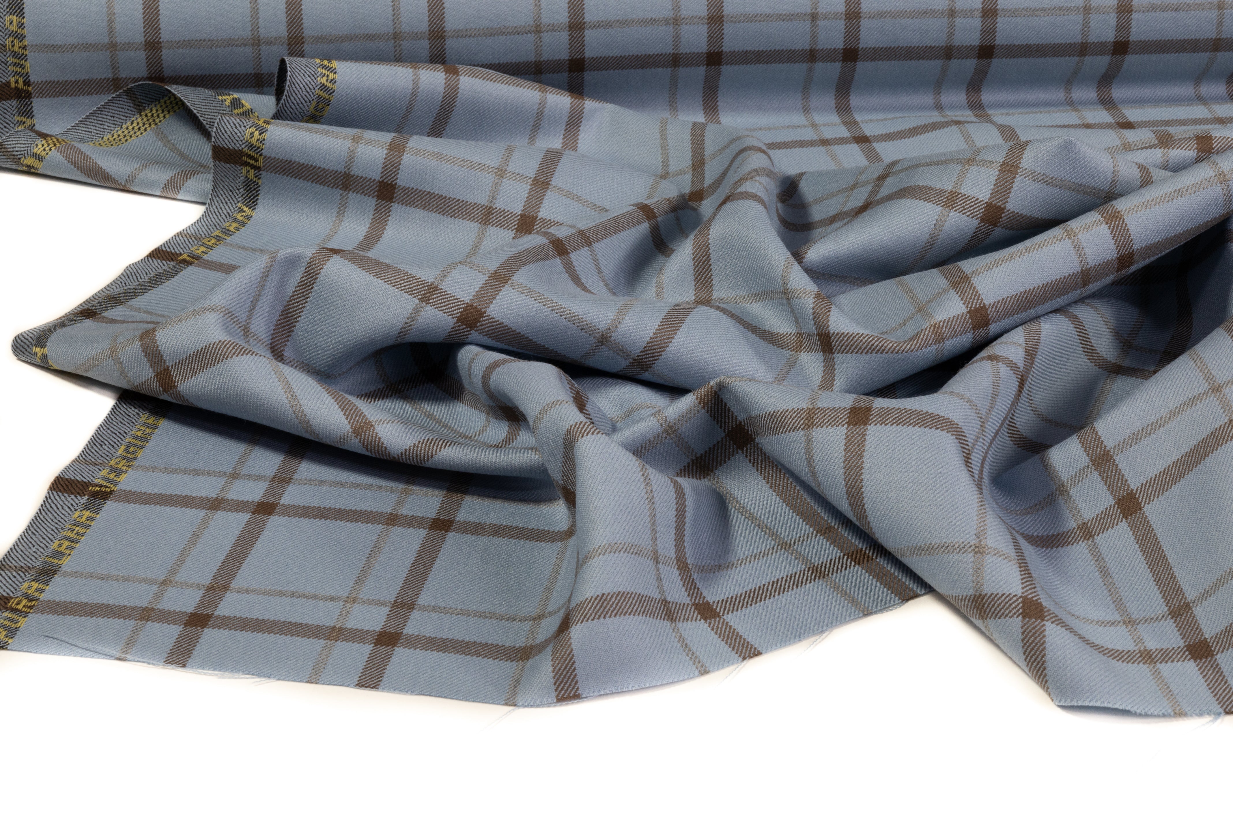 Tartan Italian Wool Suiting - Blue / Brown