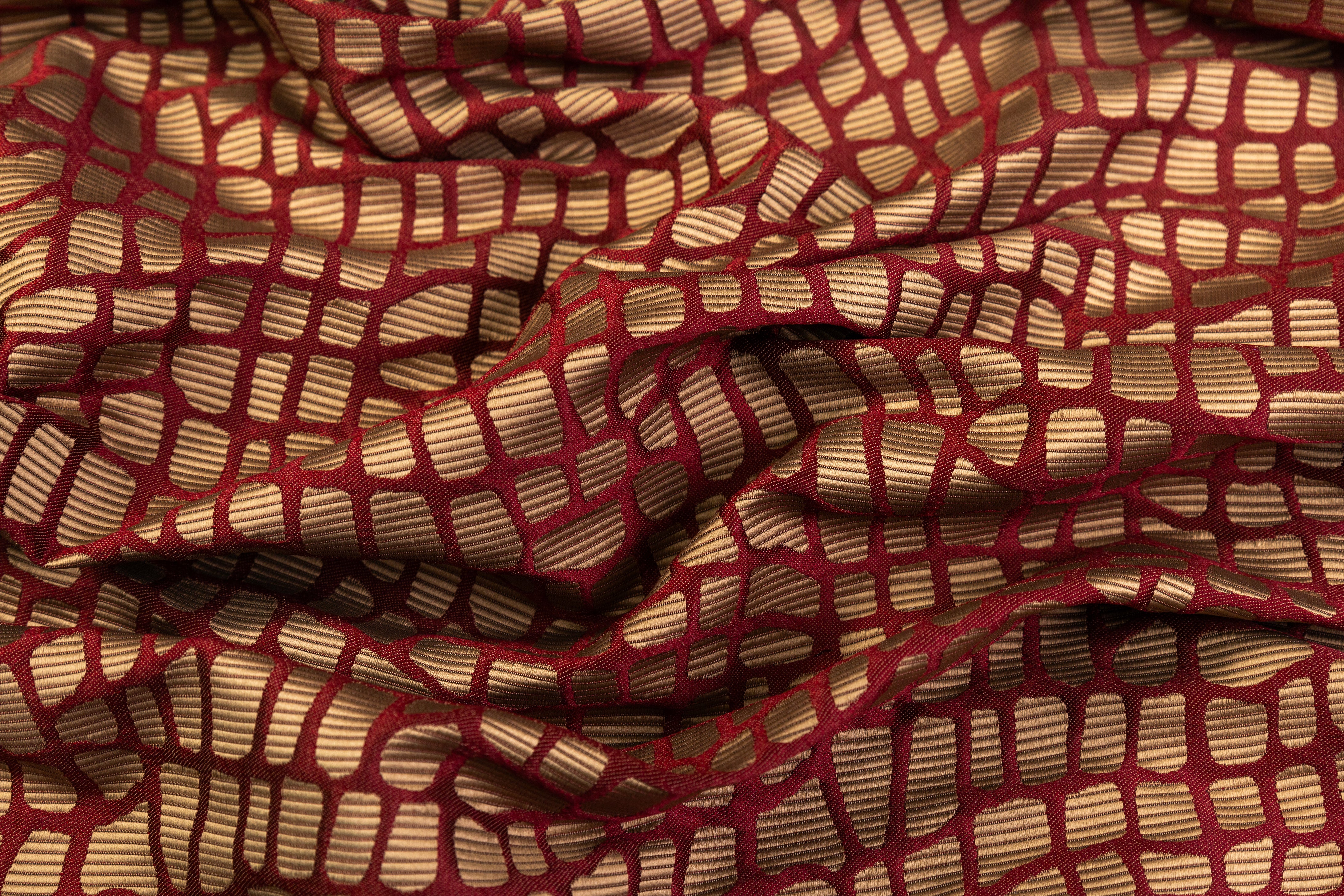 Crocodile Italian Brocade - Burgundy / Bronze