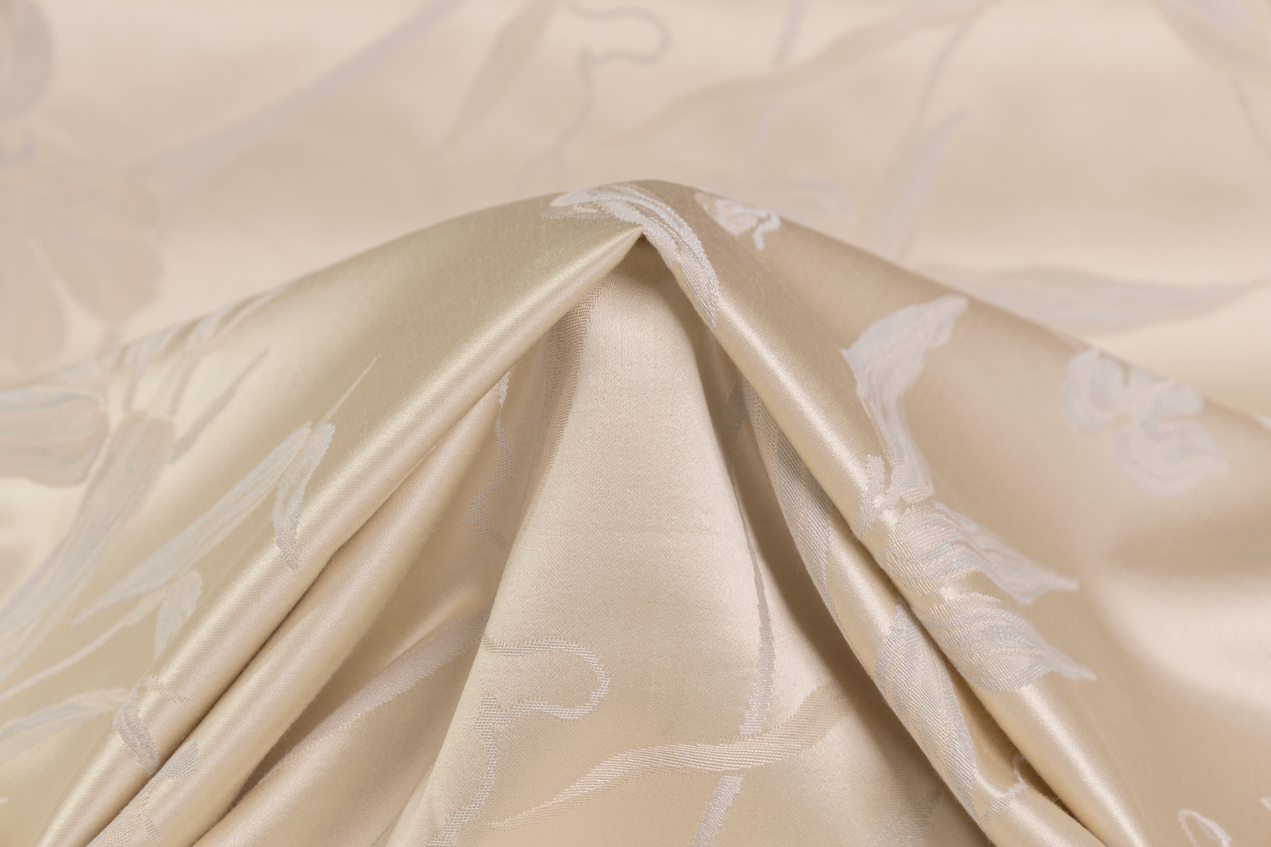 Floral Italian Satin Brocade - Ivory
