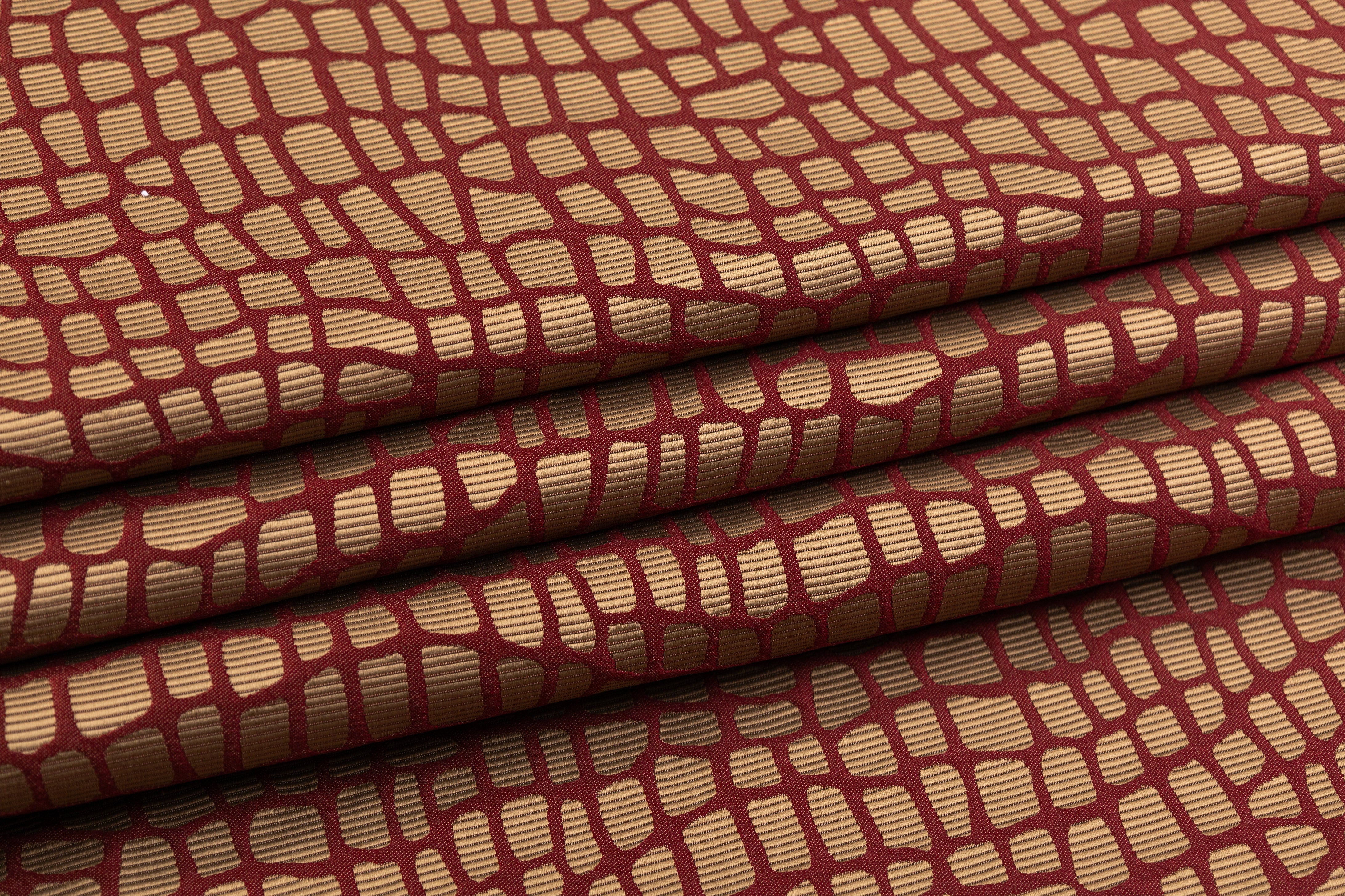 Crocodile Italian Brocade - Burgundy / Bronze