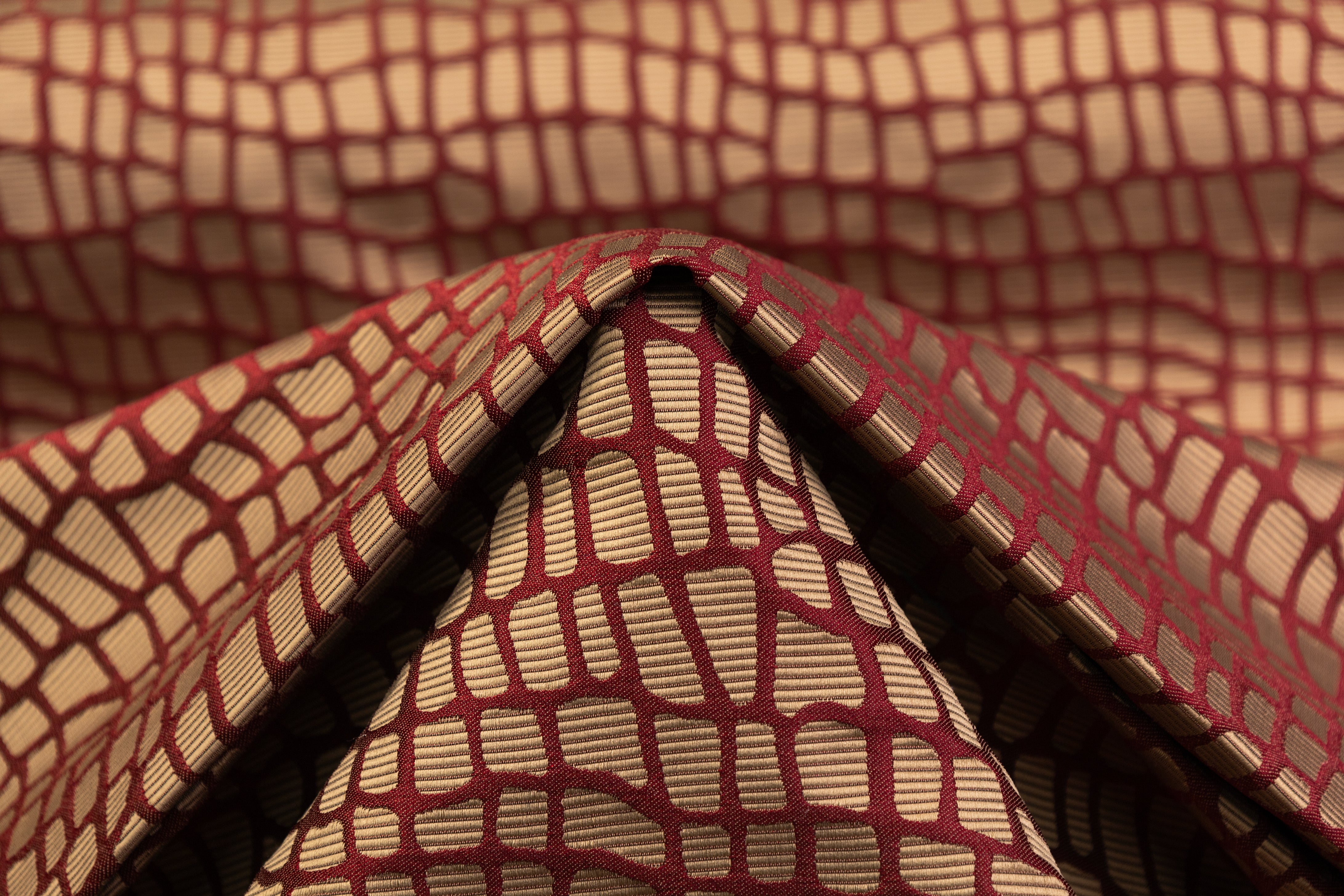 Crocodile Italian Brocade - Burgundy / Bronze