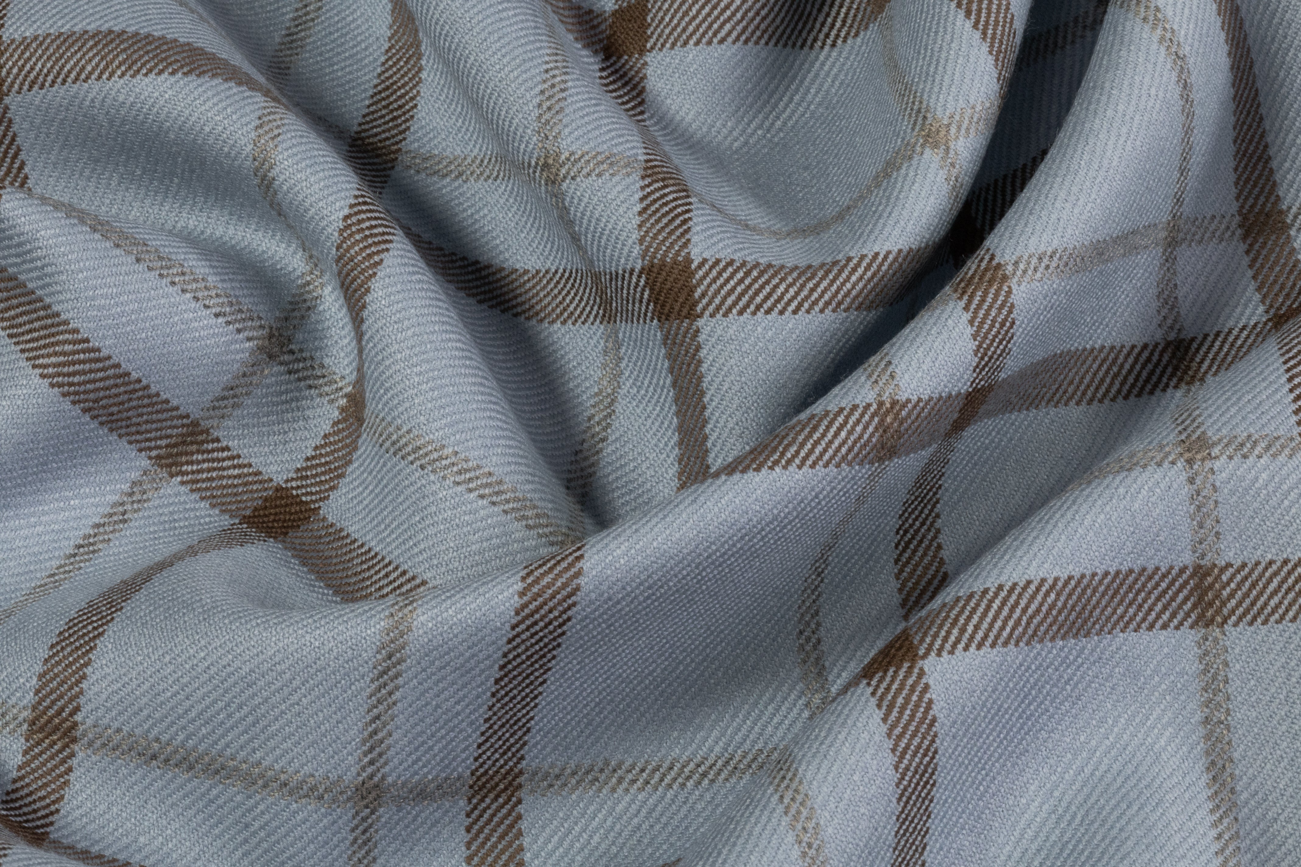 Tartan Italian Wool Suiting - Blue / Brown