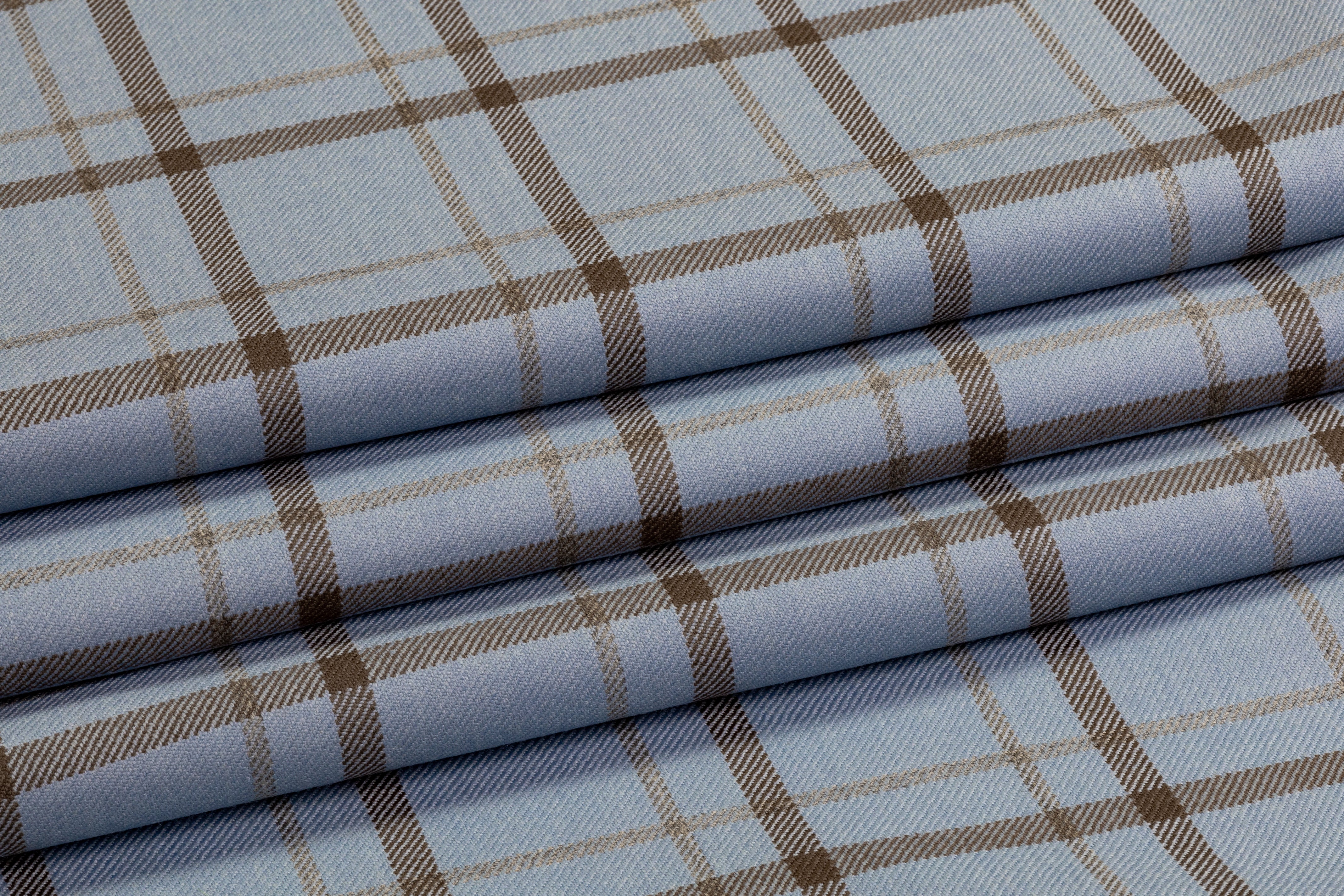 Tartan Italian Wool Suiting - Blue / Brown