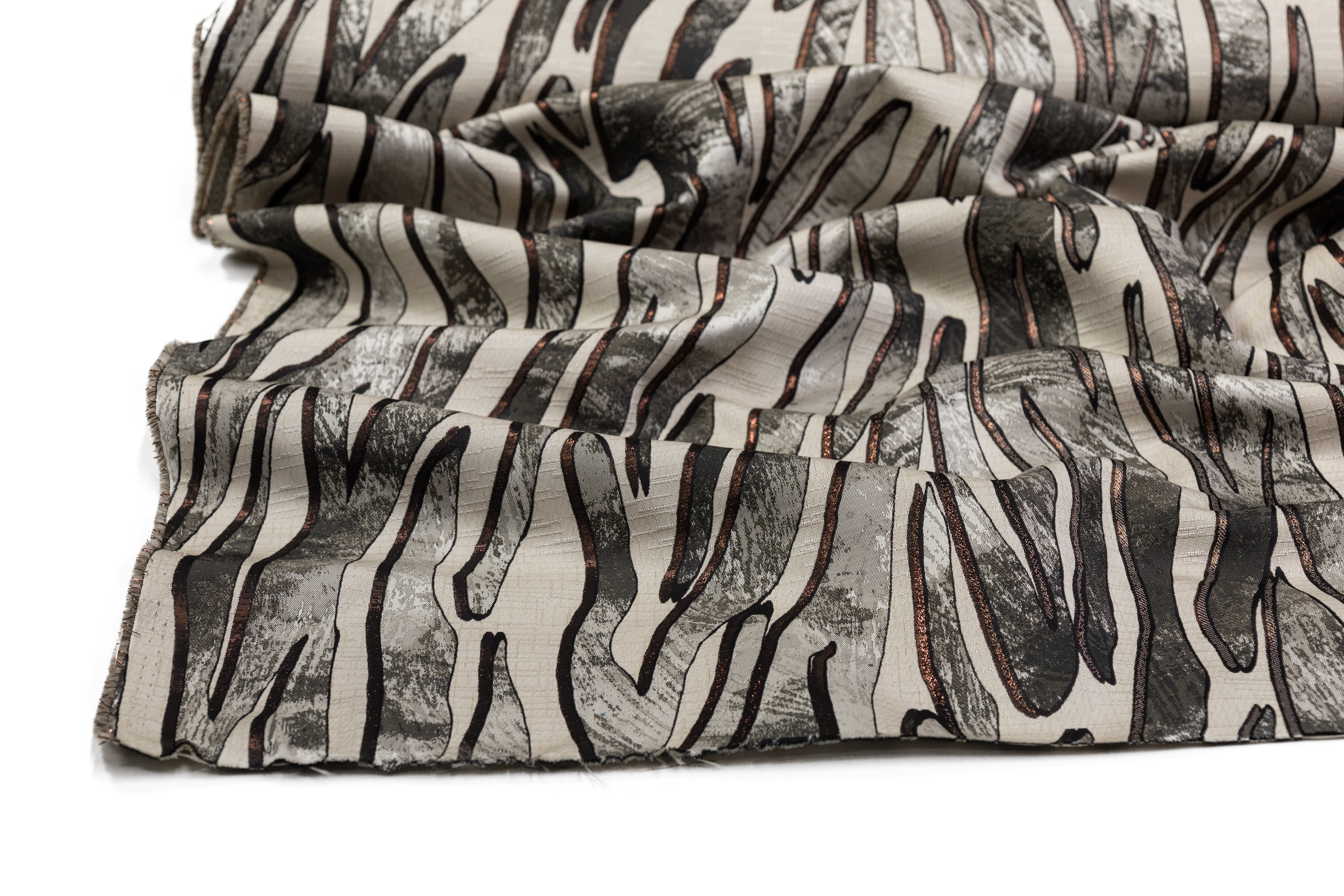 Abstract Metallic Italian Brocade - Taupe