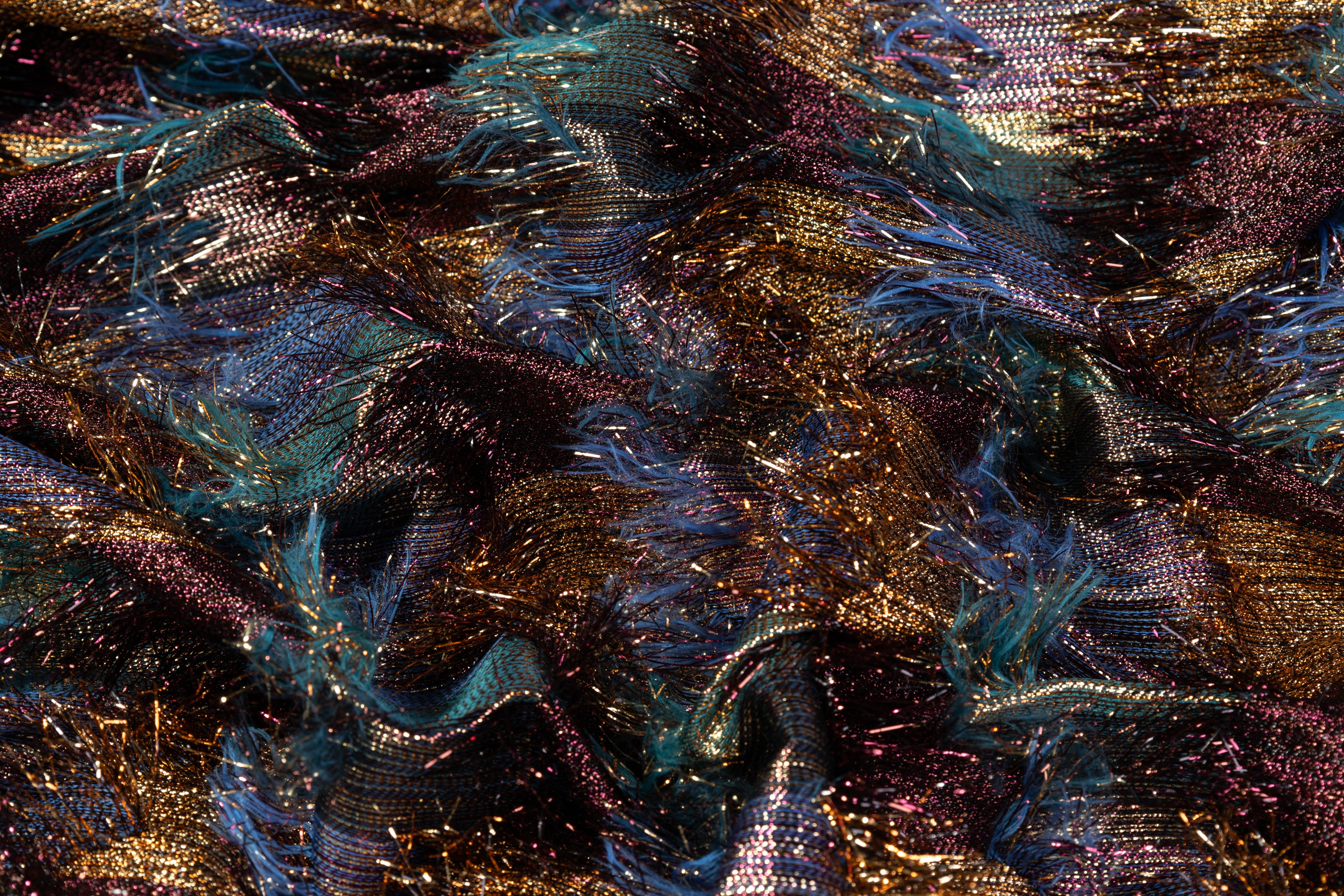Fringed Metallic Silk Blend Brocade - Multicolor