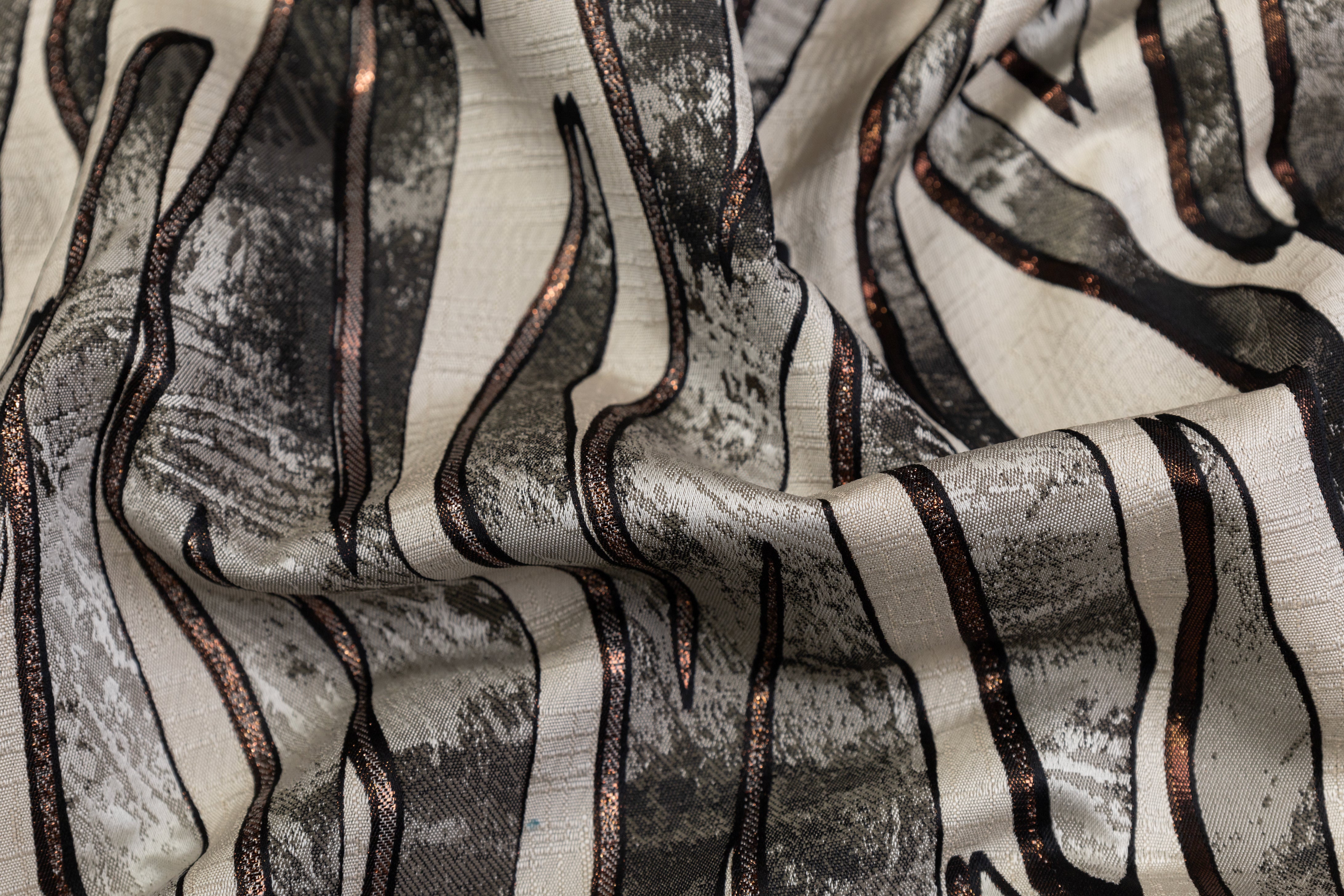 Abstract Metallic Italian Brocade - Taupe