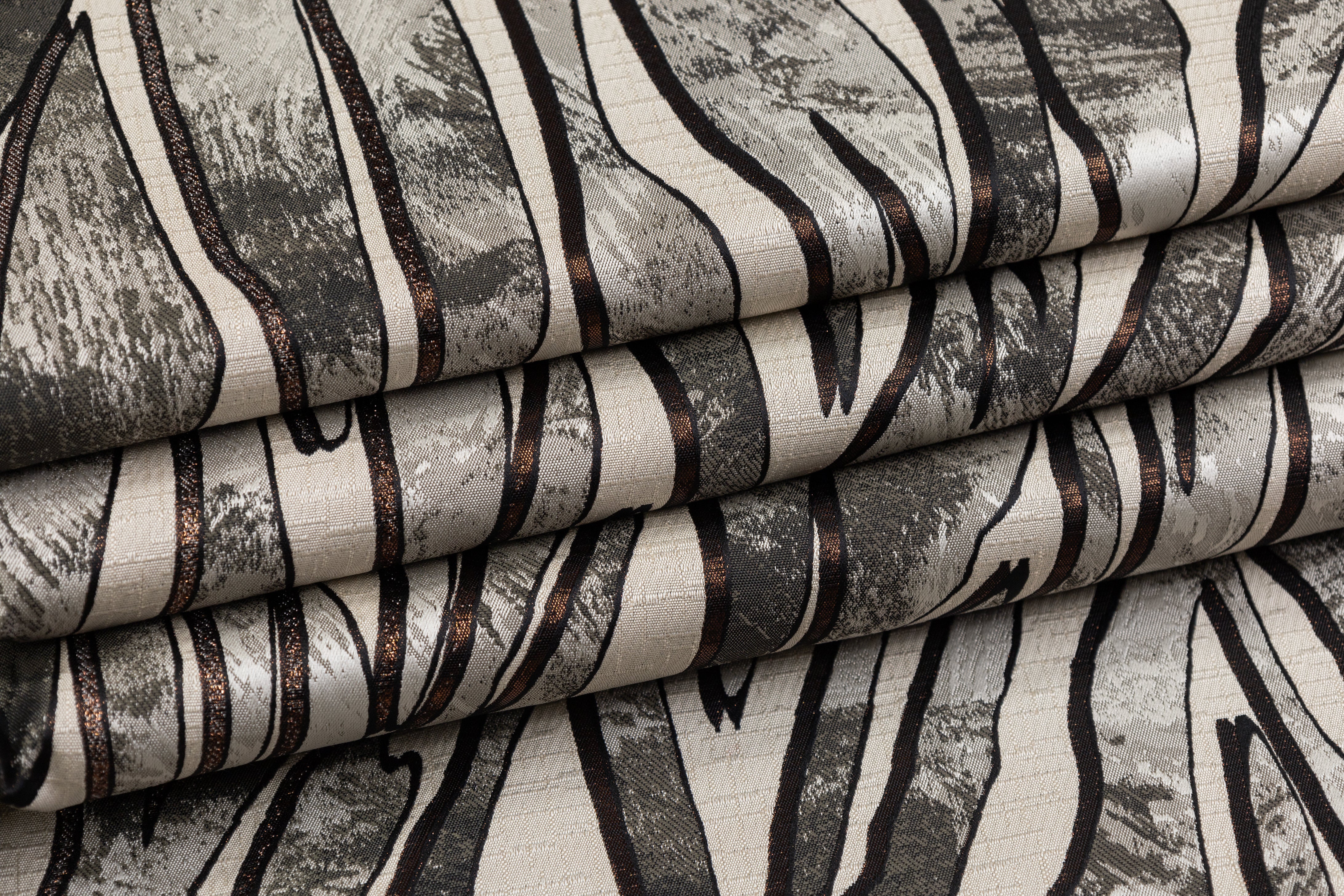 Abstract Metallic Italian Brocade - Taupe