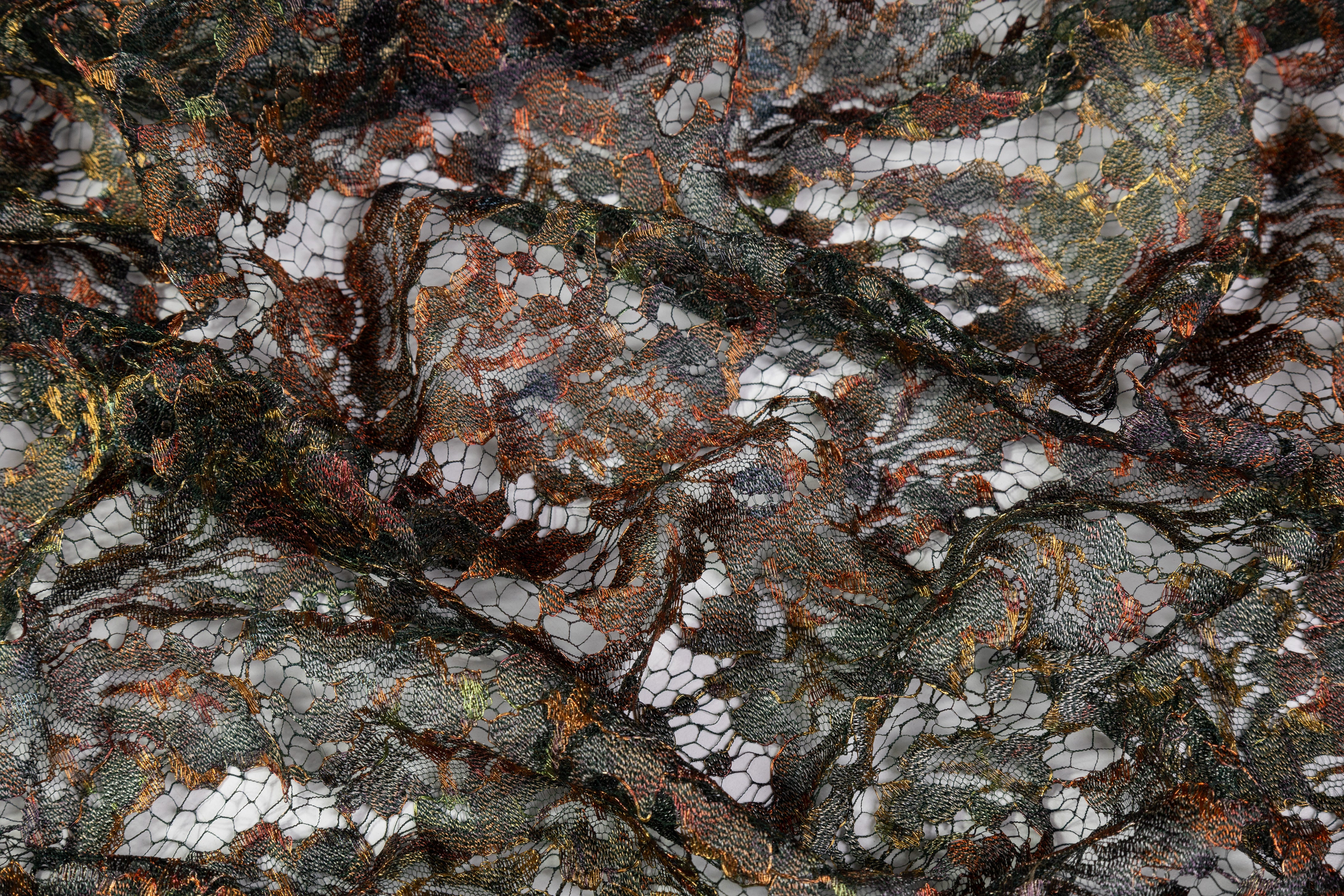 Solstiss - Metallic Printed French Lace - Copper Patina