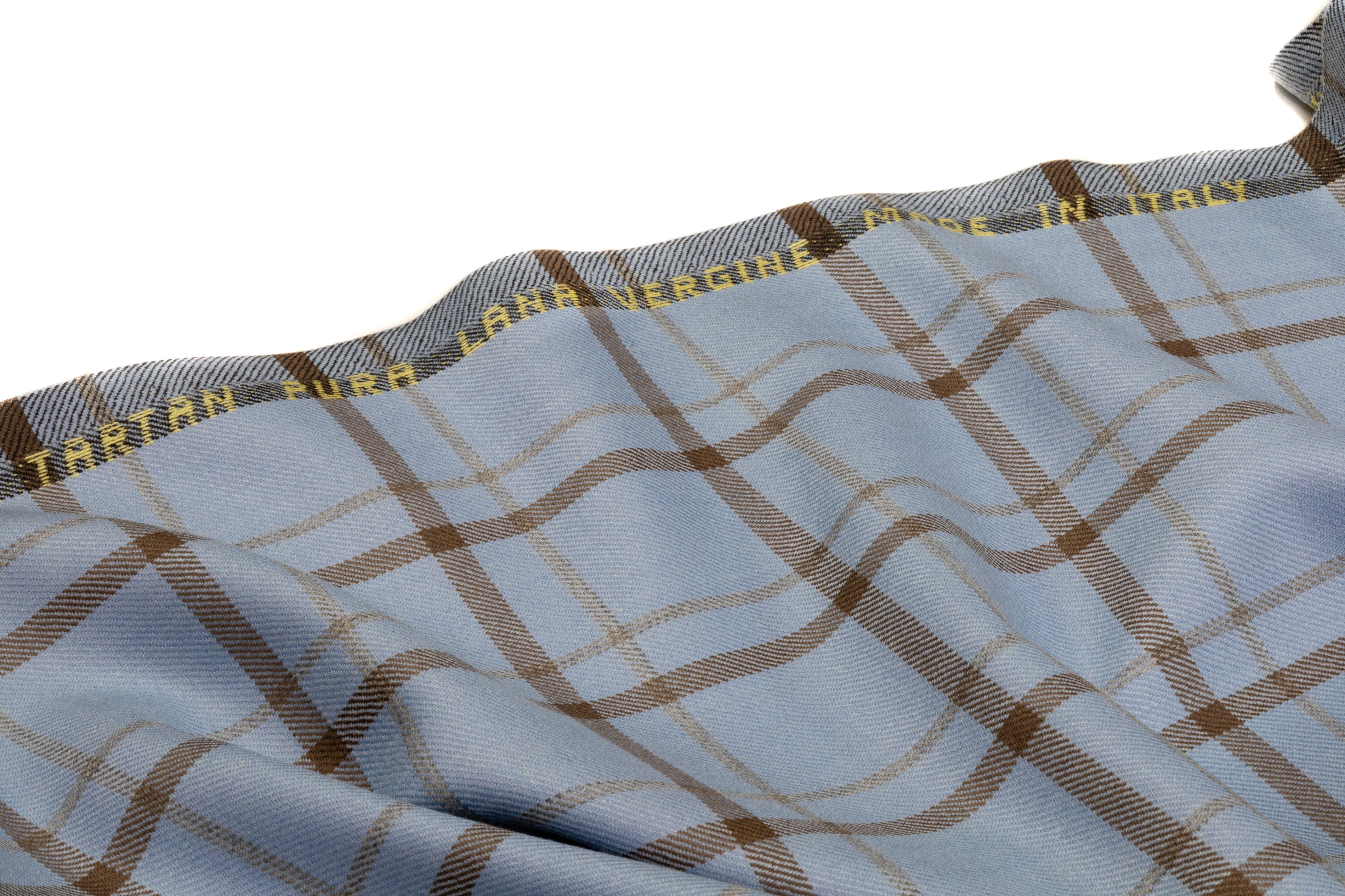 Tartan Italian Wool Suiting - Blue / Brown