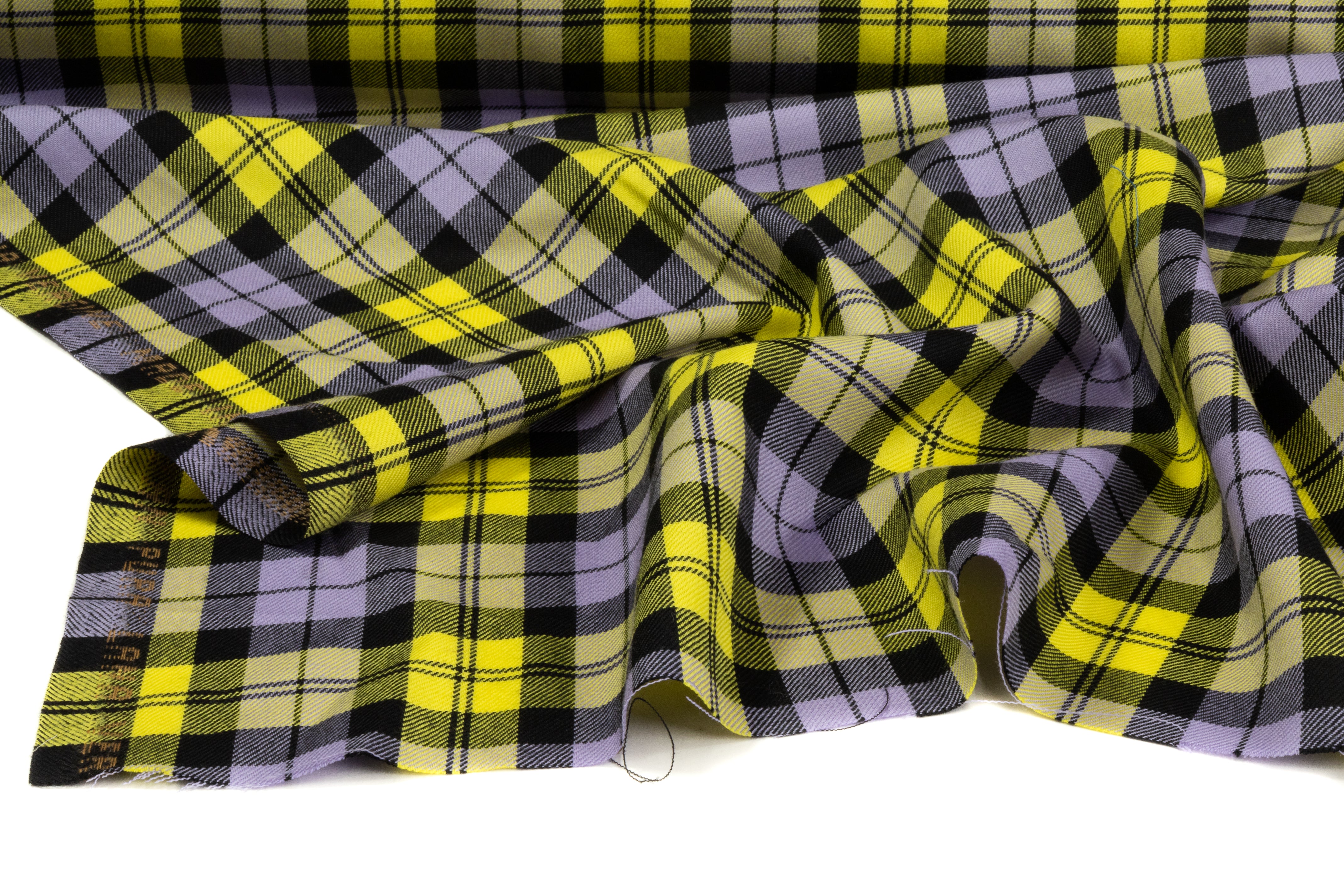 Tartan Italian Wool Suiting - Purple / Yellow