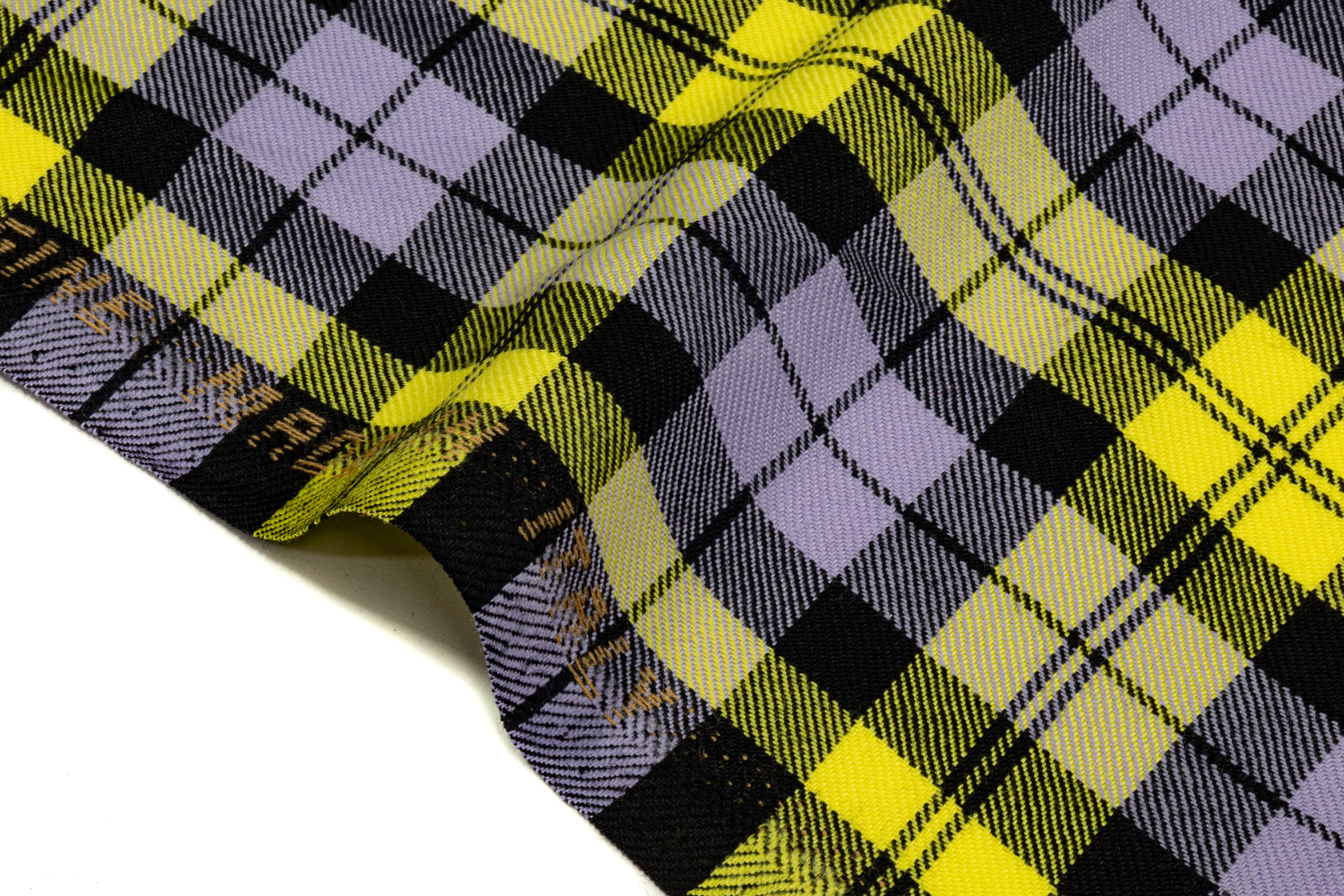 Tartan Italian Wool Suiting - Purple / Yellow