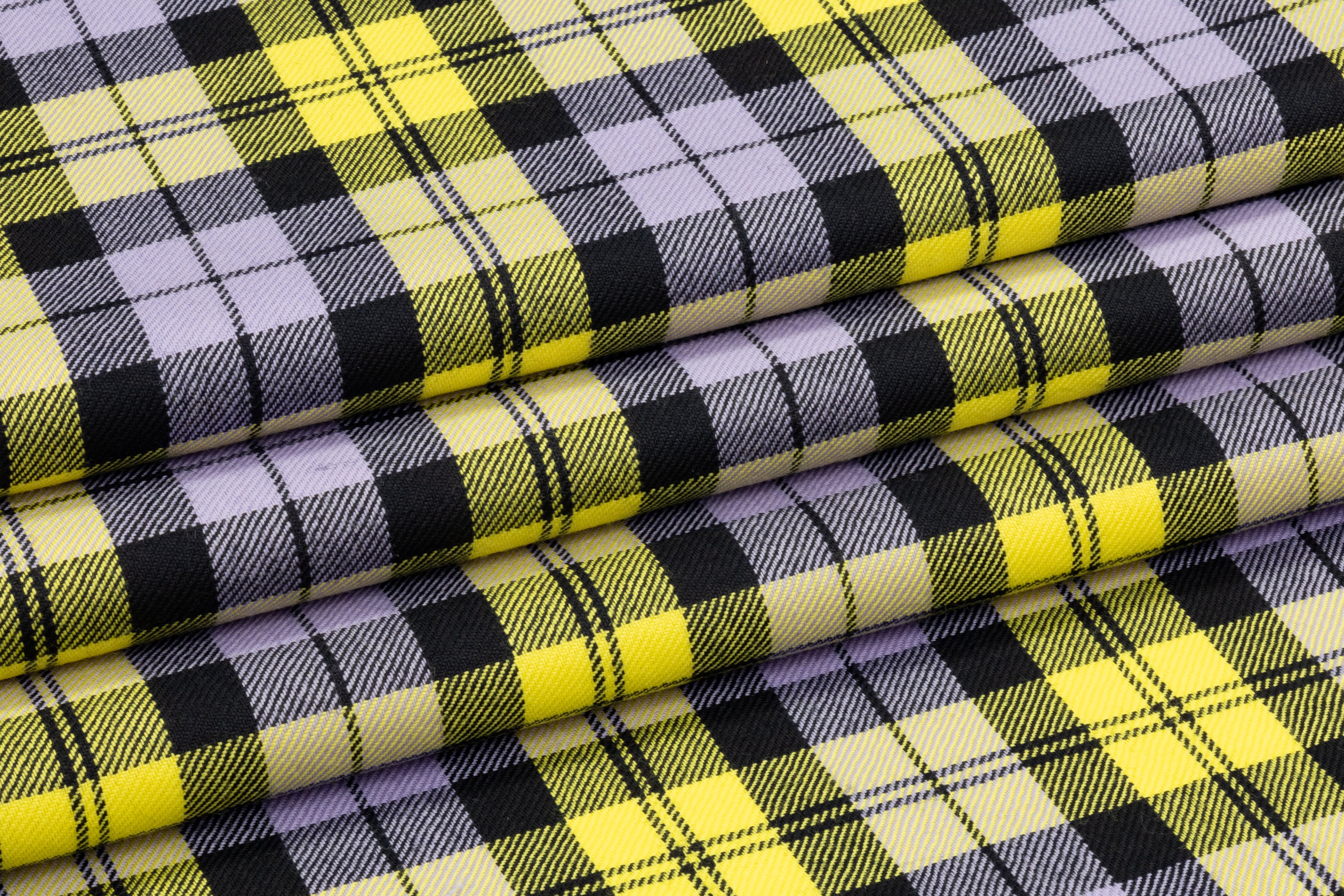 Tartan Italian Wool Suiting - Purple / Yellow