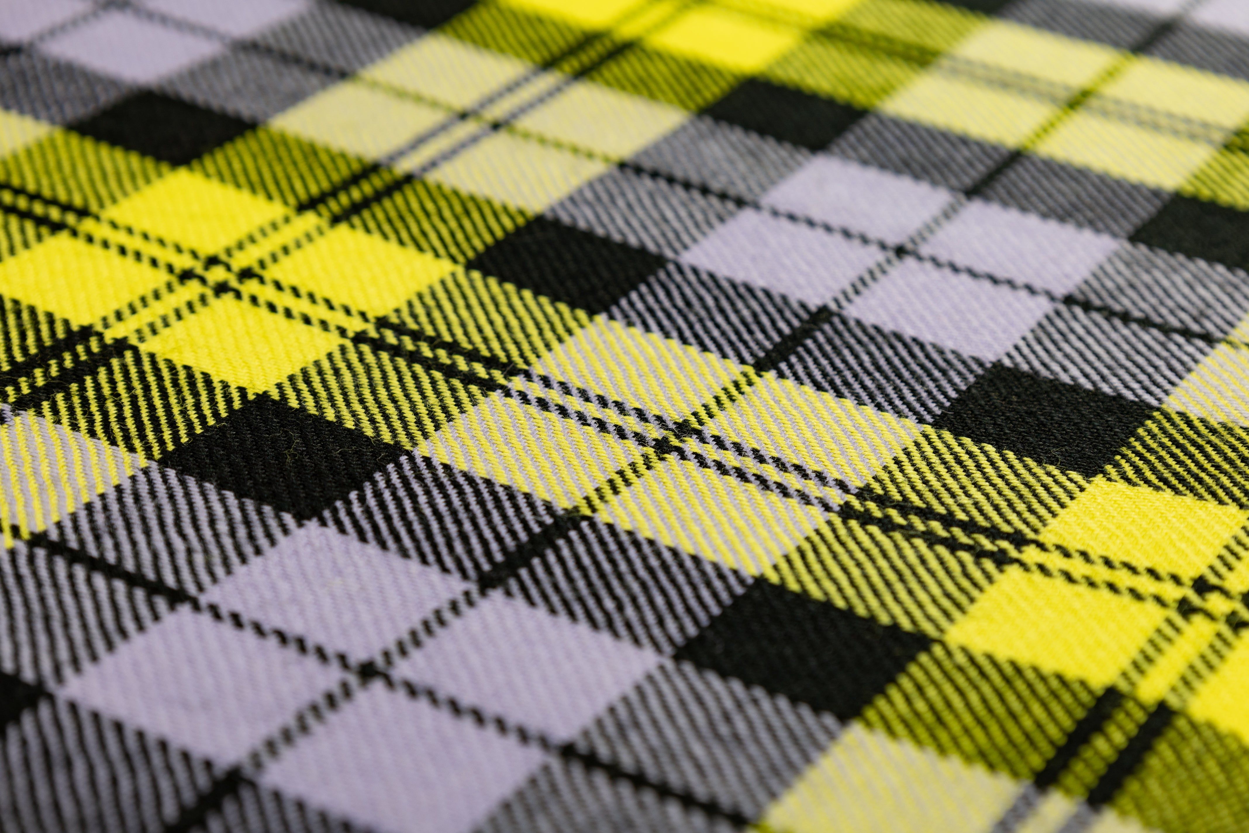 Tartan Italian Wool Suiting - Purple / Yellow