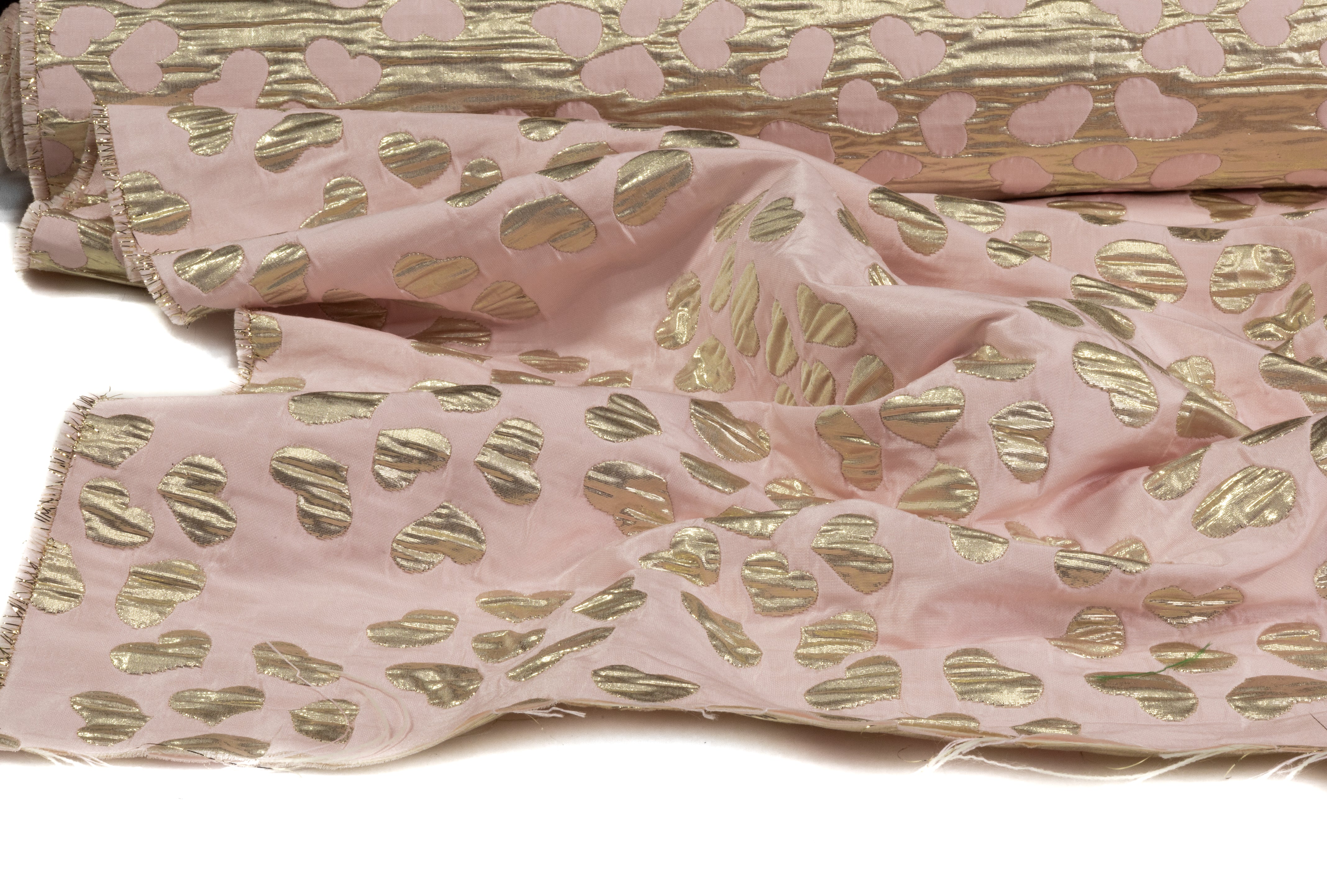 Valentino - Double Faced Quilted Heart Brocade - Gold / Pink