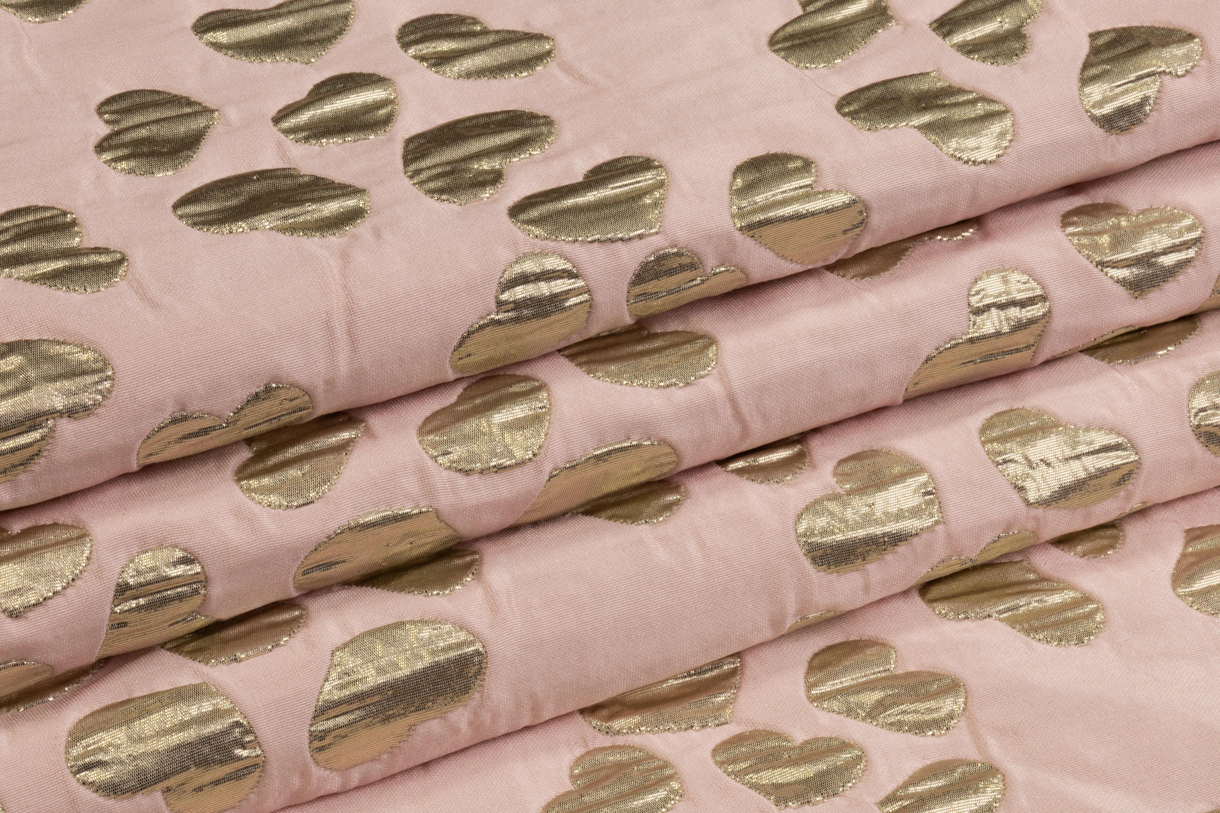 Valentino - Double Faced Quilted Heart Brocade - Gold / Pink