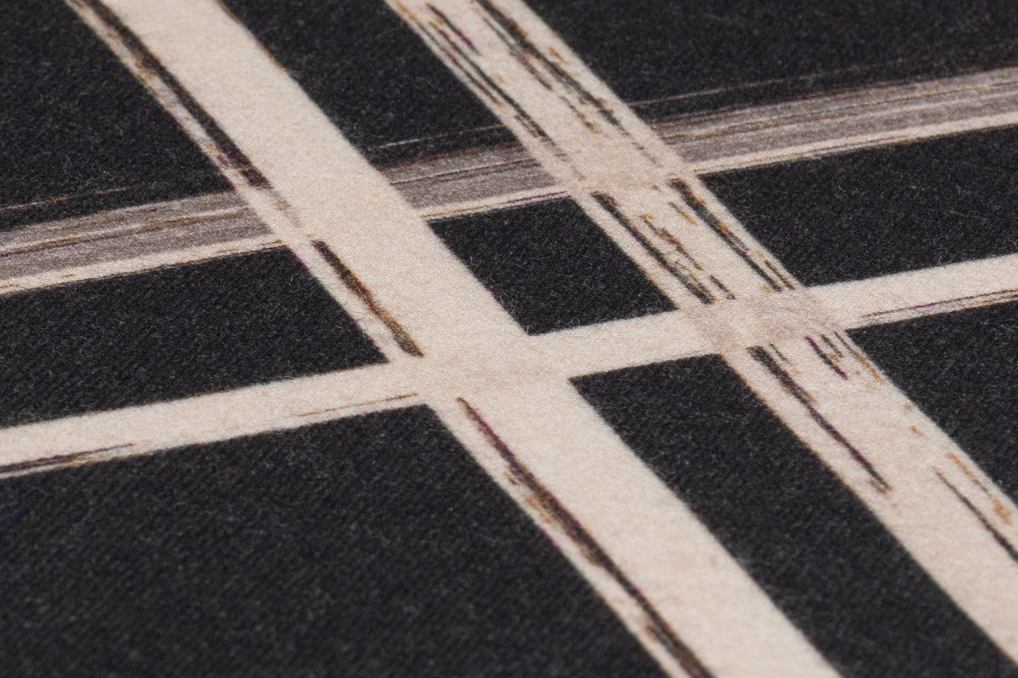 Plaid Printed Italian Wool - Washed Black