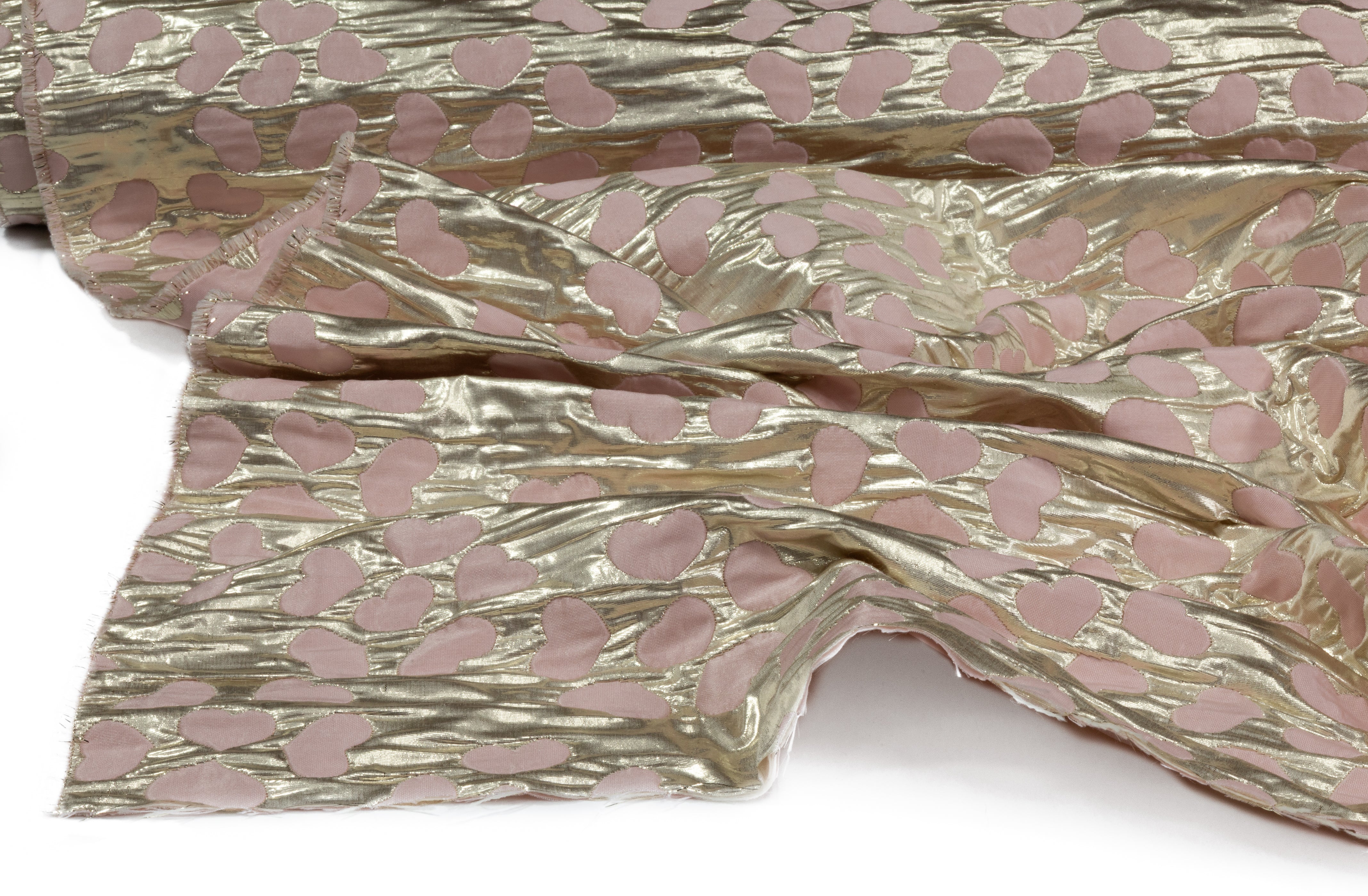 Valentino - Double Faced Quilted Heart Brocade - Gold / Pink