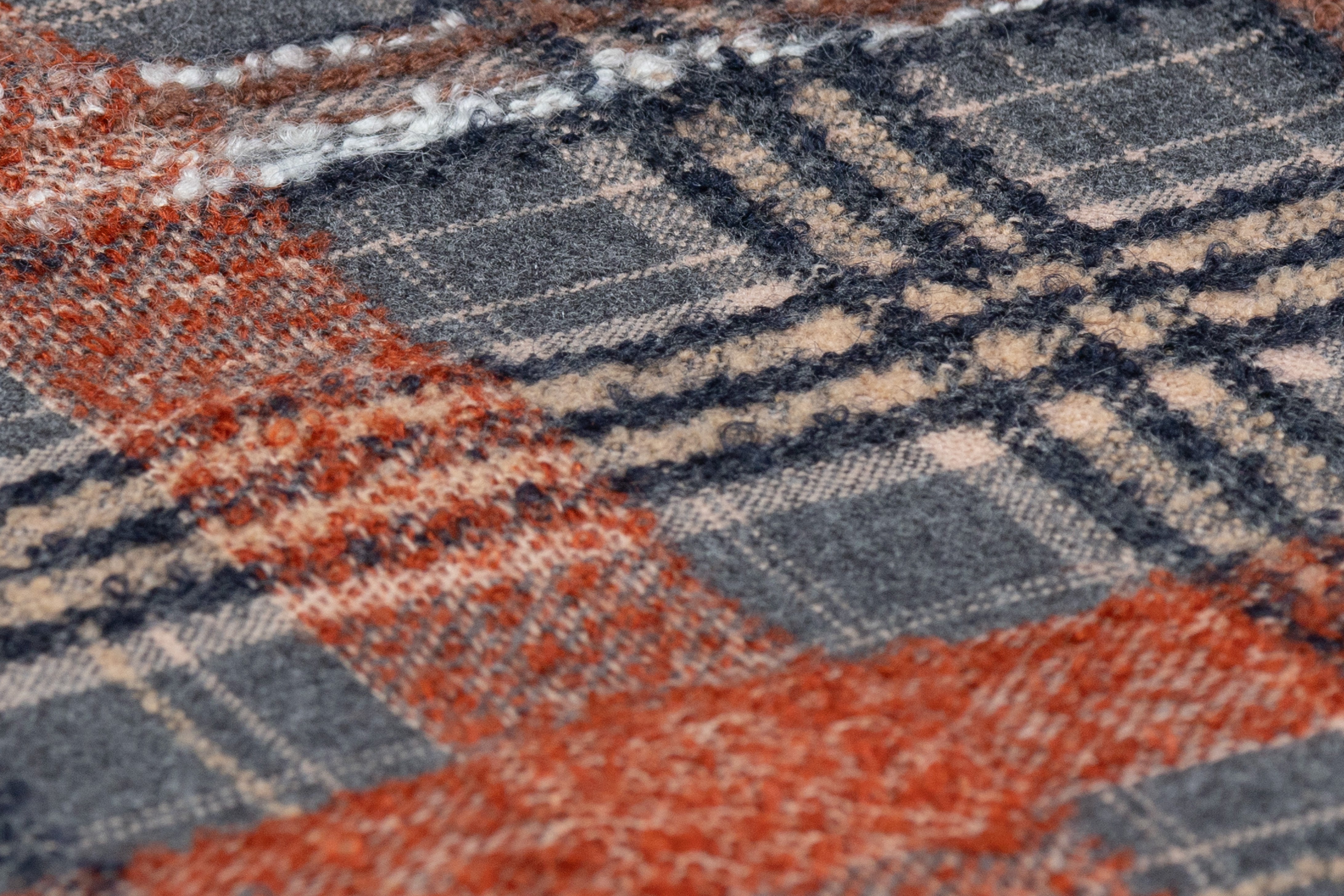 Plaid Italian Wool Blend Boucle - Rust / Gray / Beige