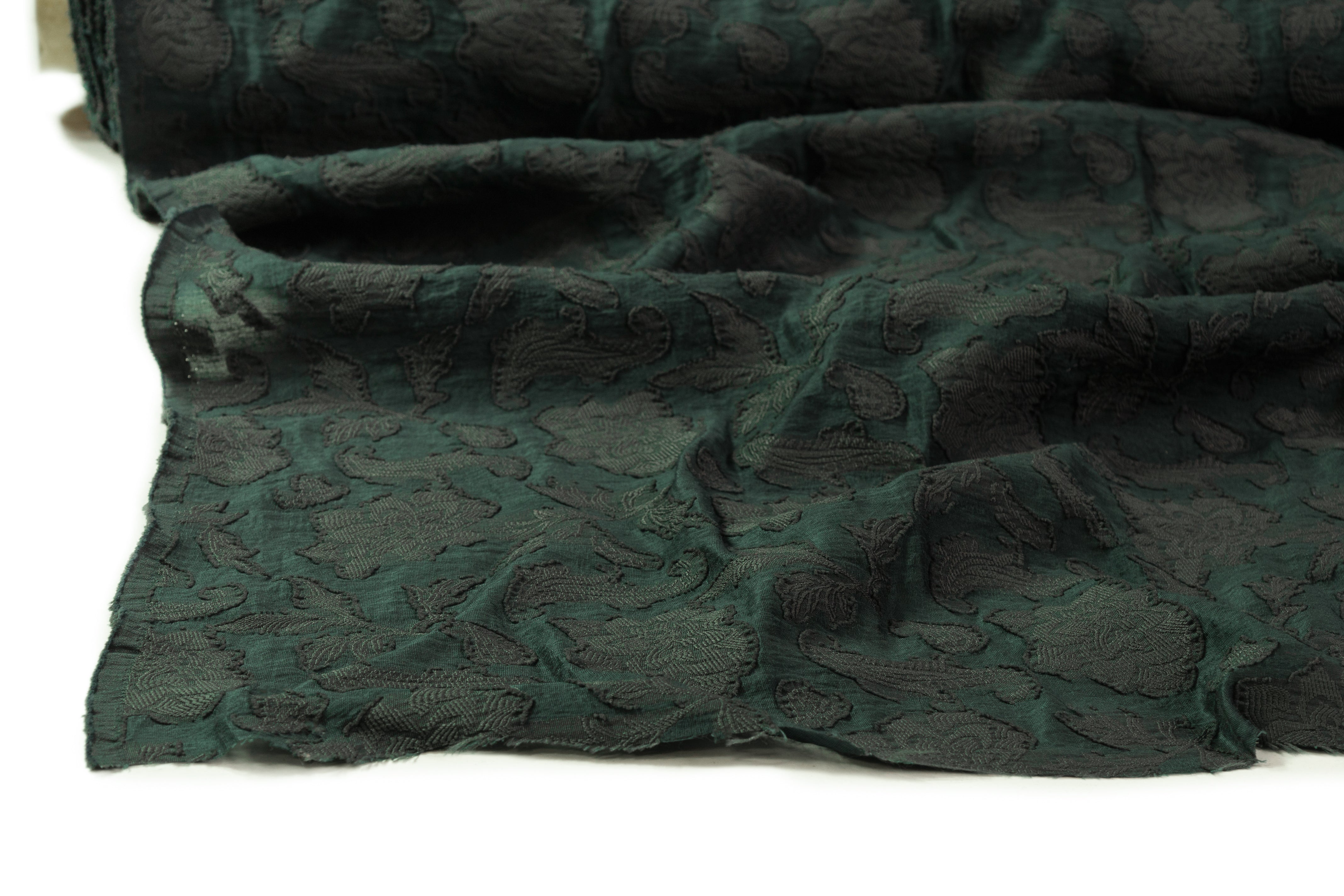 Floral Cotton Blend Fil Coupé - Green