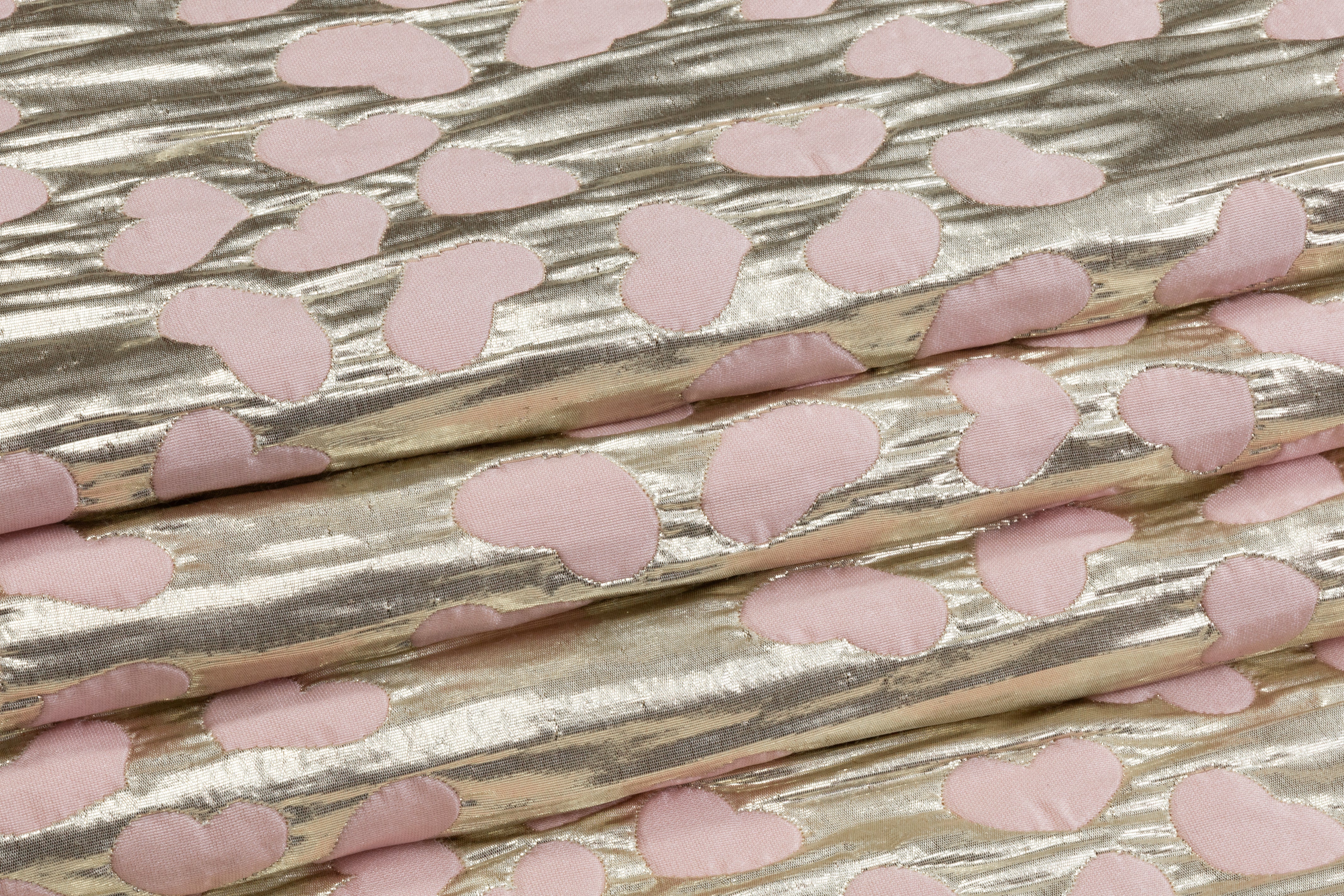 Valentino - Double Faced Quilted Heart Brocade - Gold / Pink