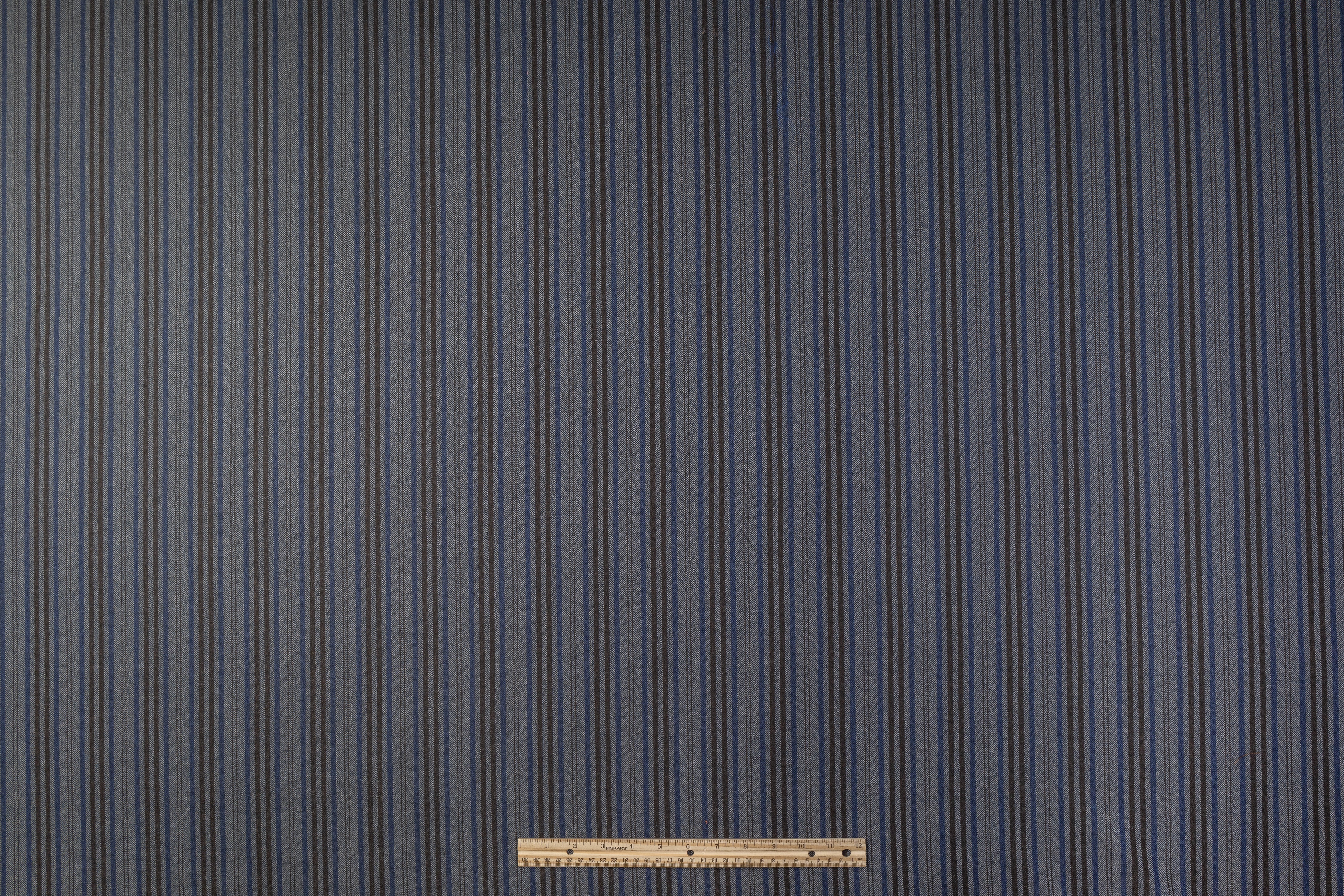 Striped Italian Wool Suiting - Gray / Brown / Blue