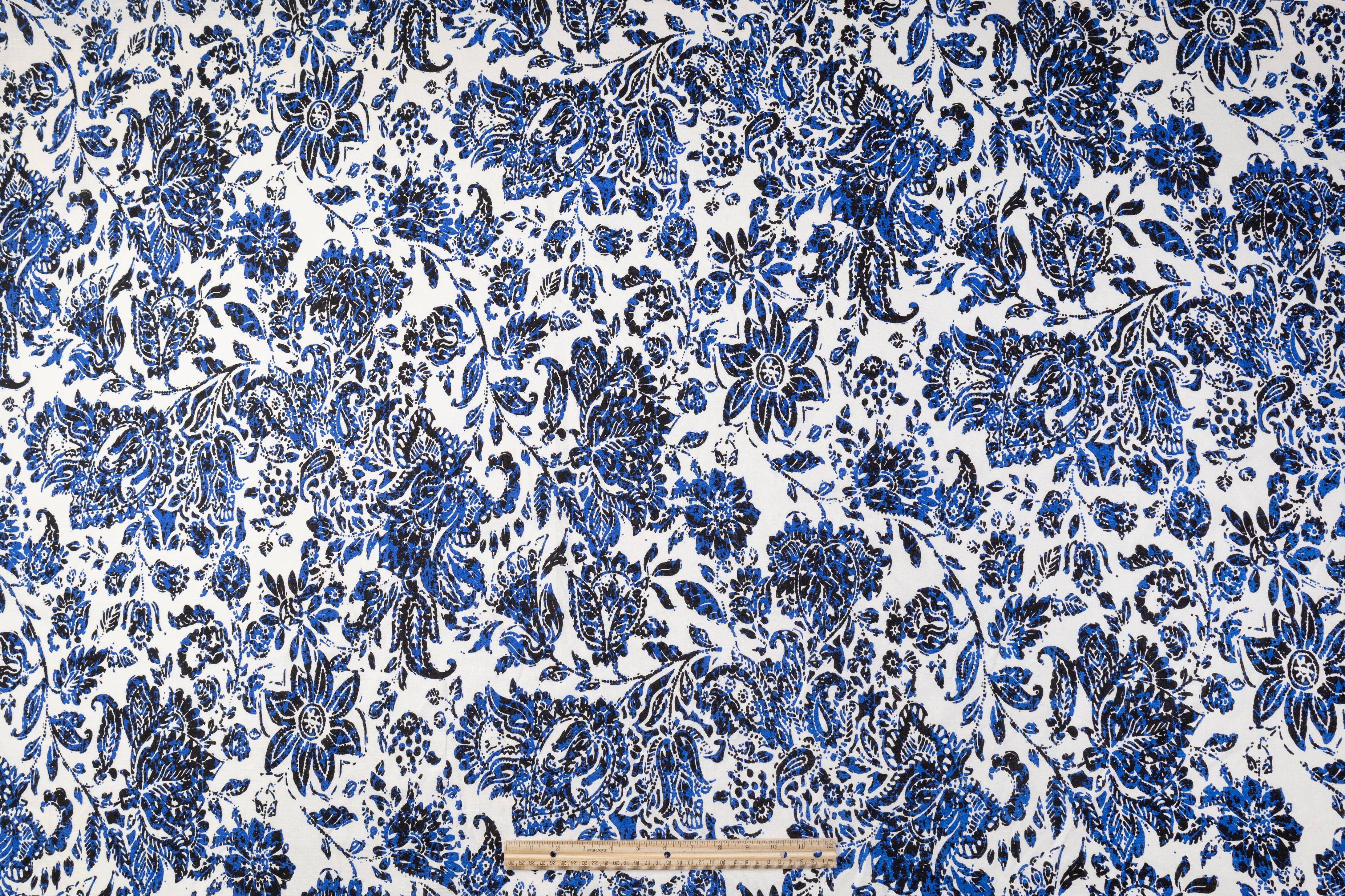 Floral Italian Linen - Blue / White
