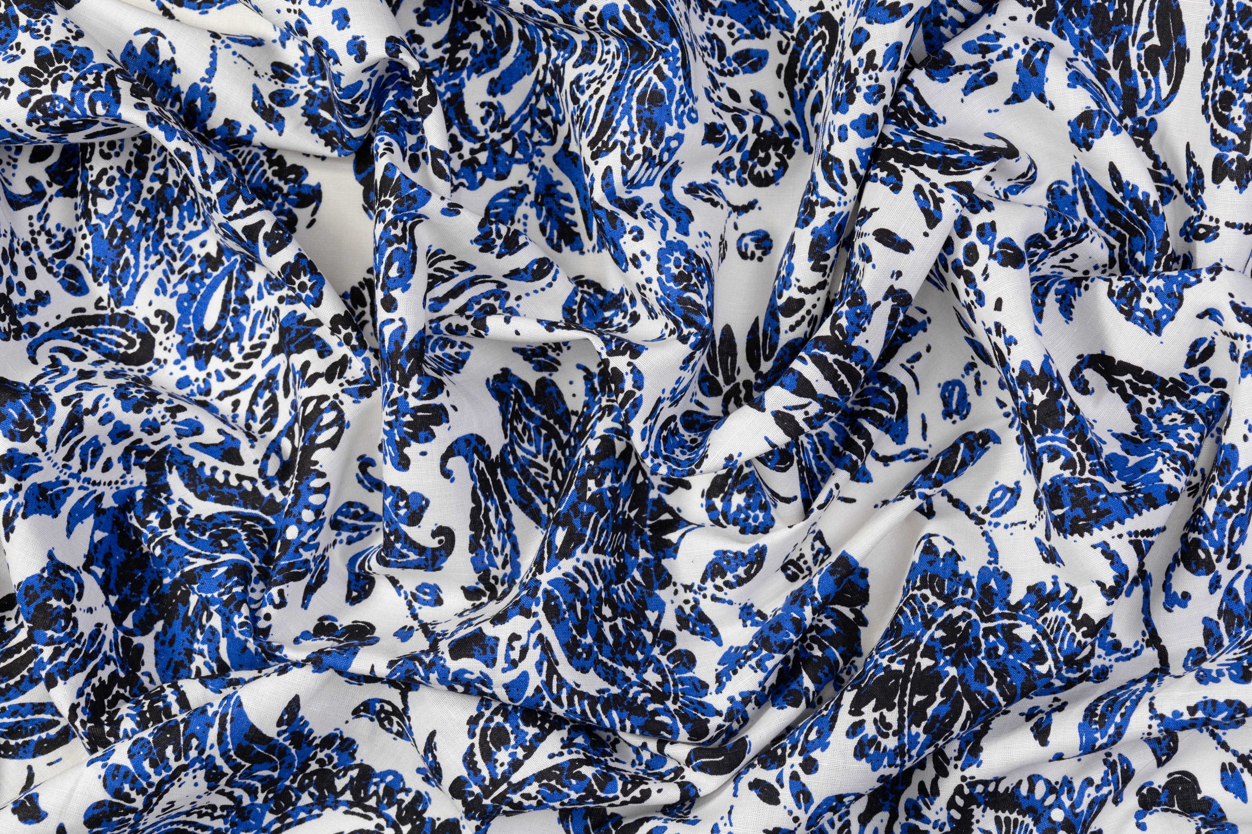 Floral Italian Linen - Blue / White
