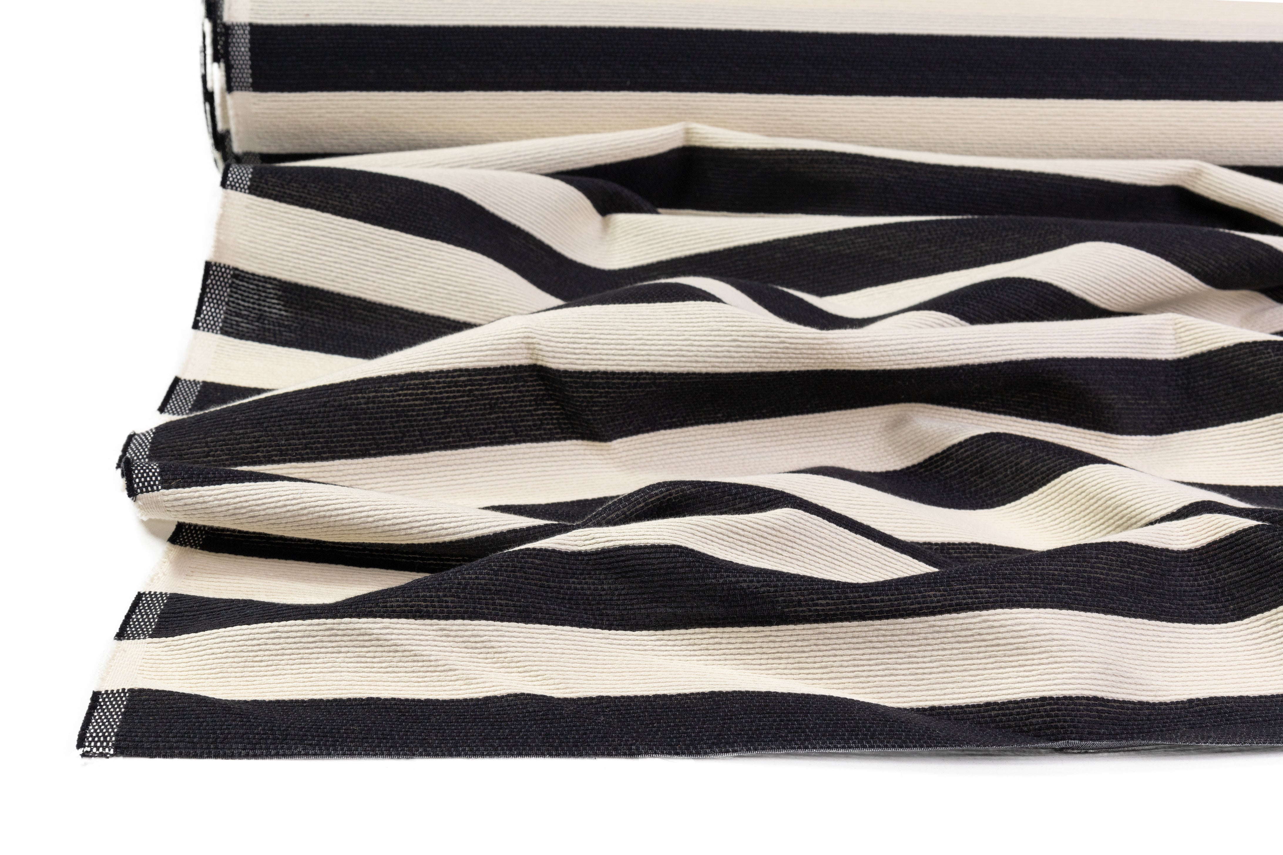 Striped Ribbed Cotton - Black / Off White