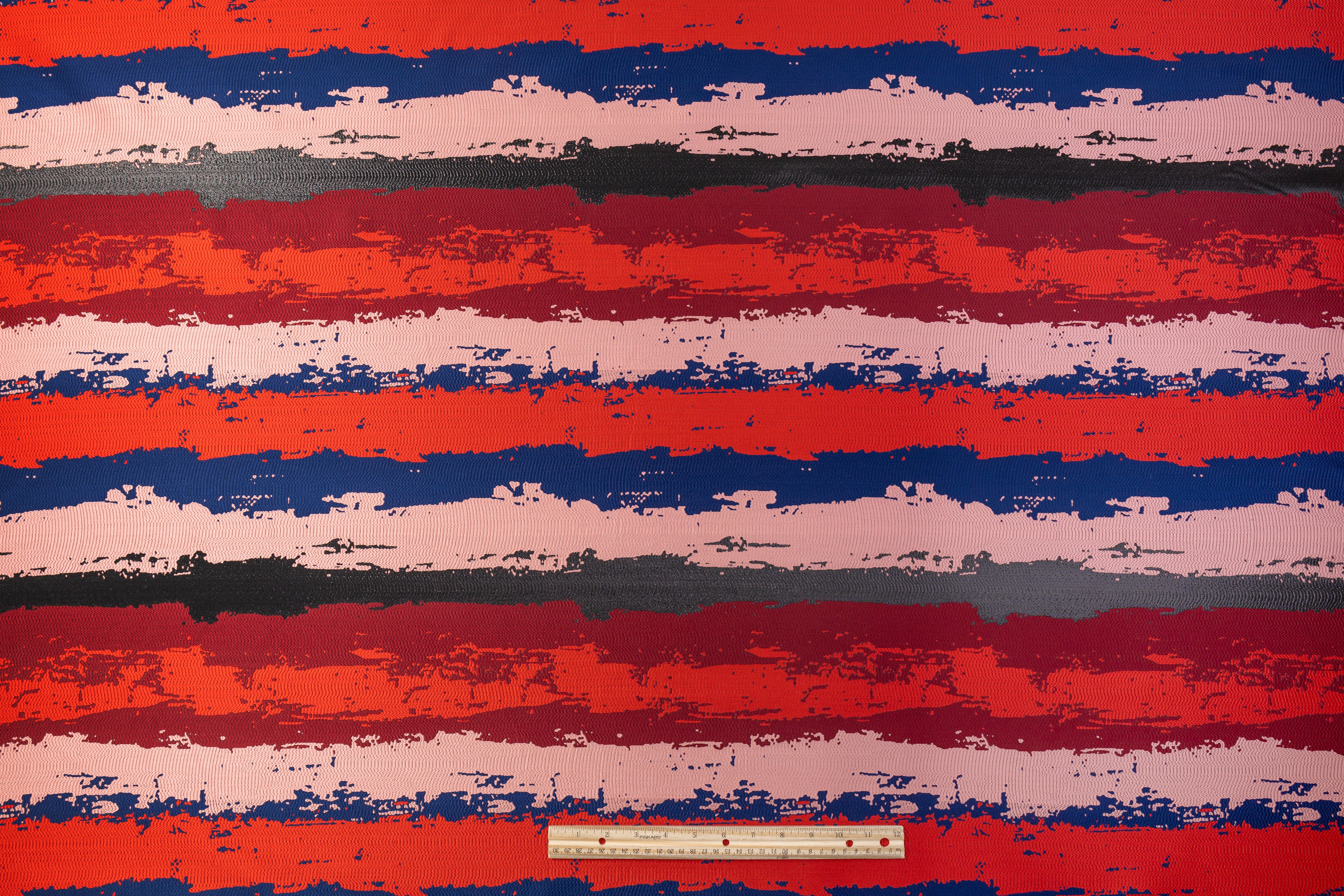 Striped Metallic Brocade - Red / Blue / Pink / Black