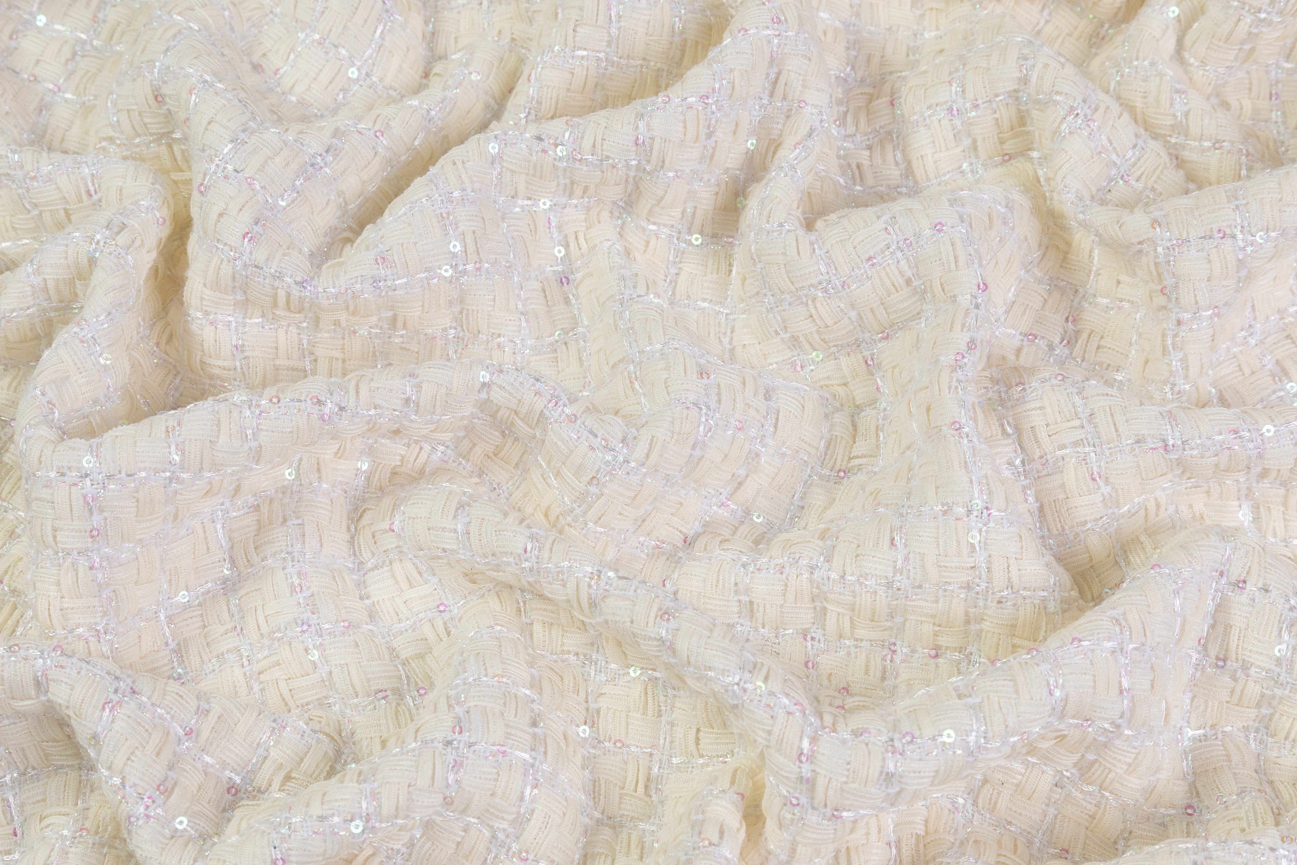 Metallic Italian Tweed - Ivory