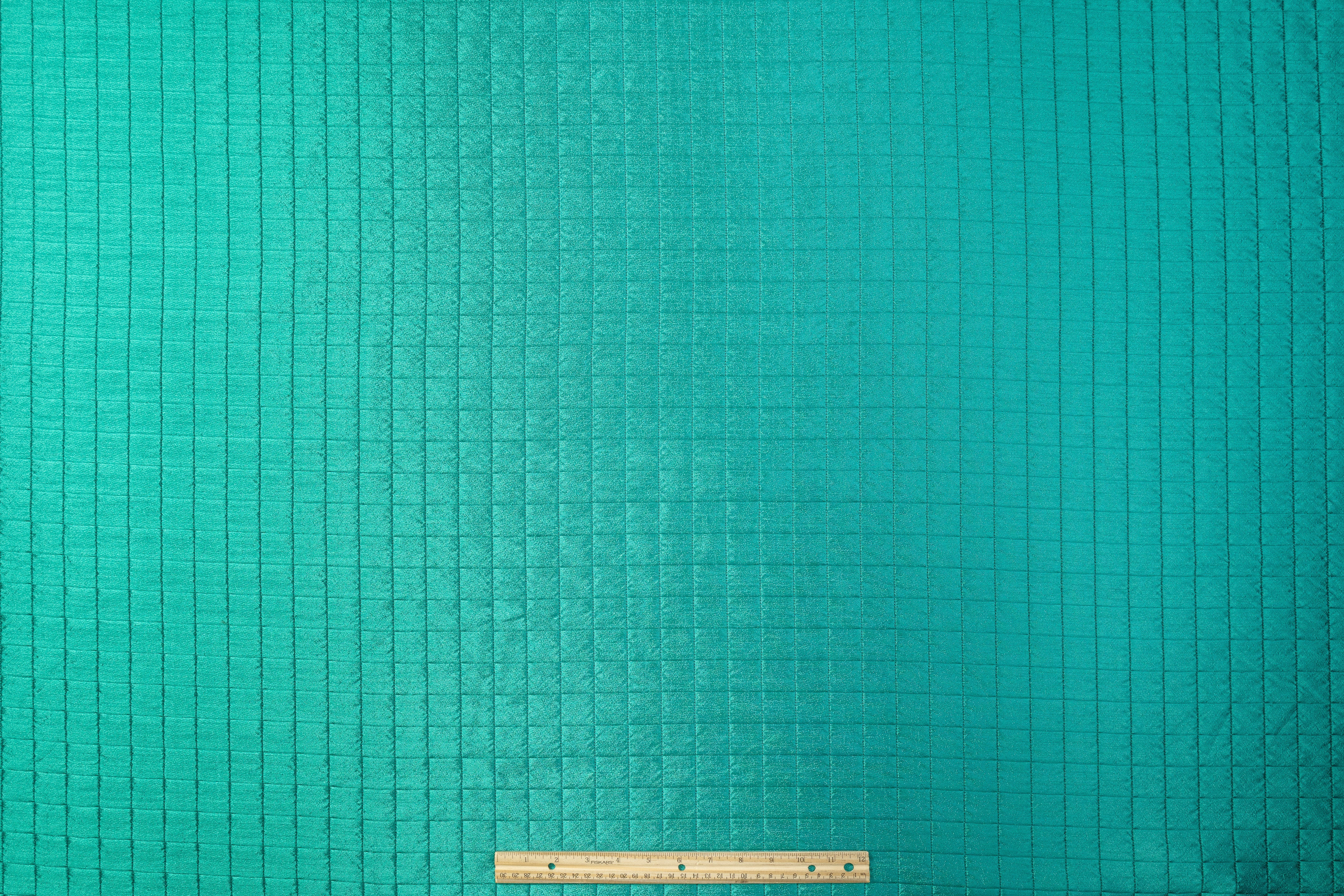 Quilted Metallic Polyester - Teal Green