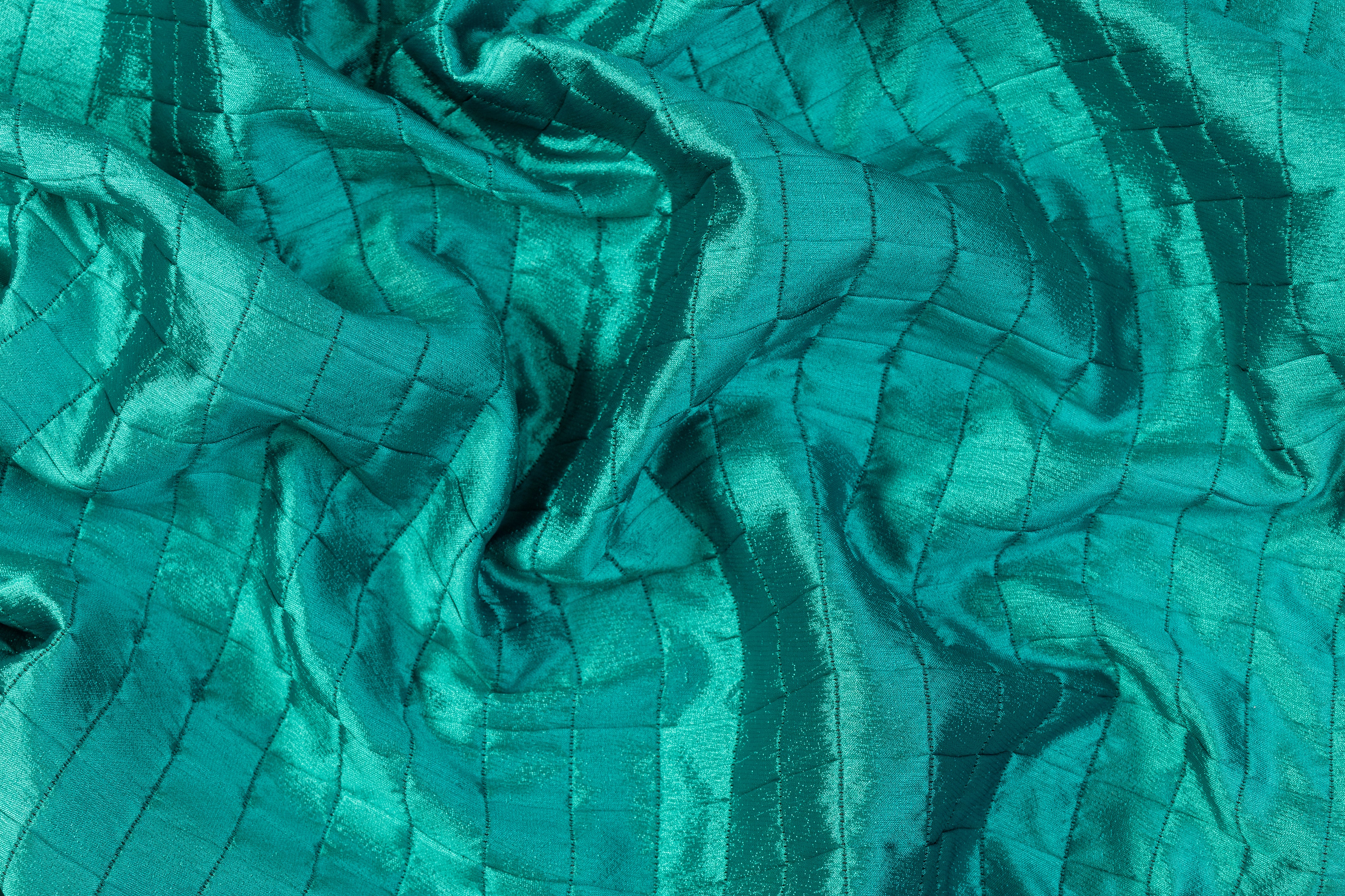 Quilted Metallic Polyester - Teal Green