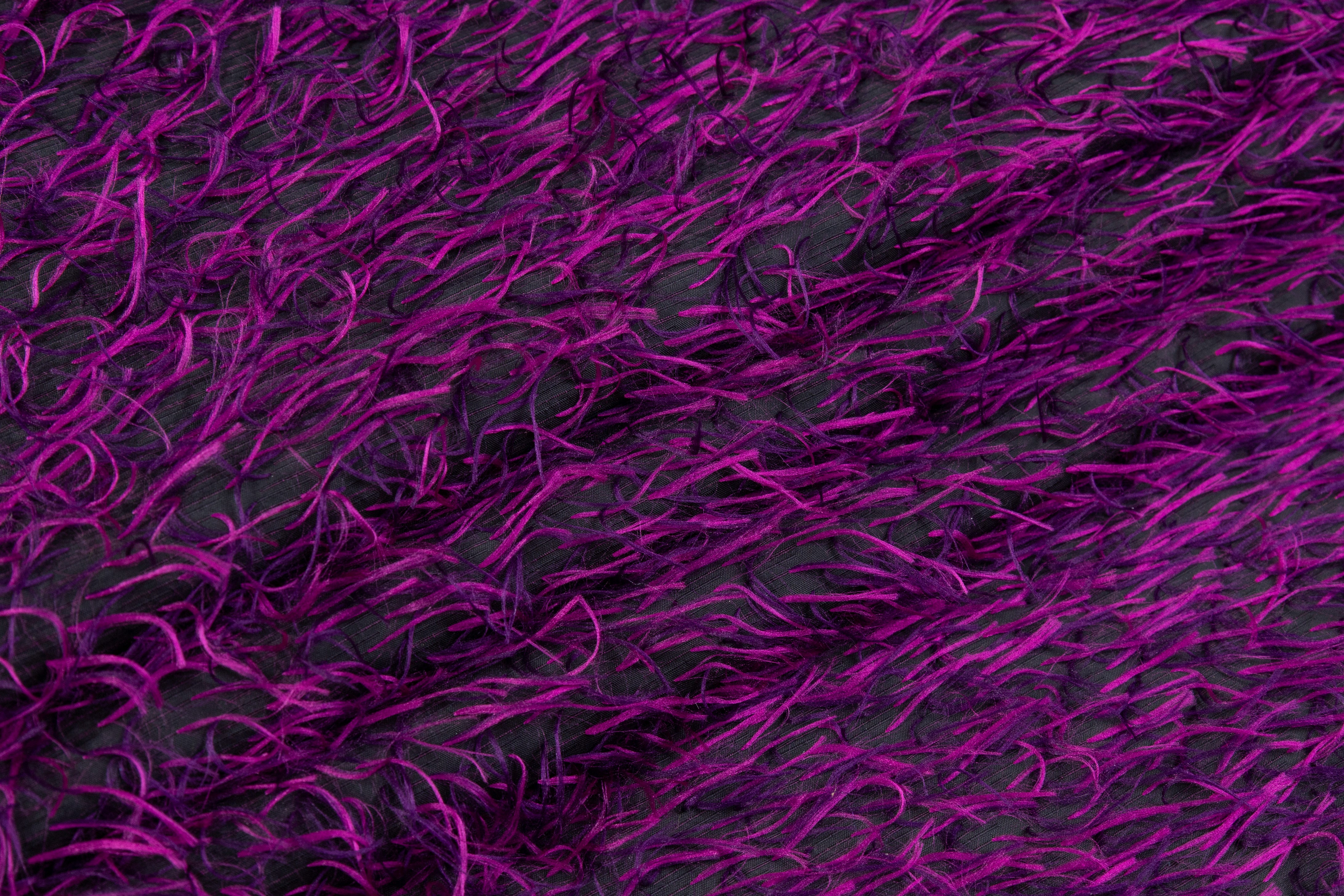 Fringed Italian Polyester - Purple / Black