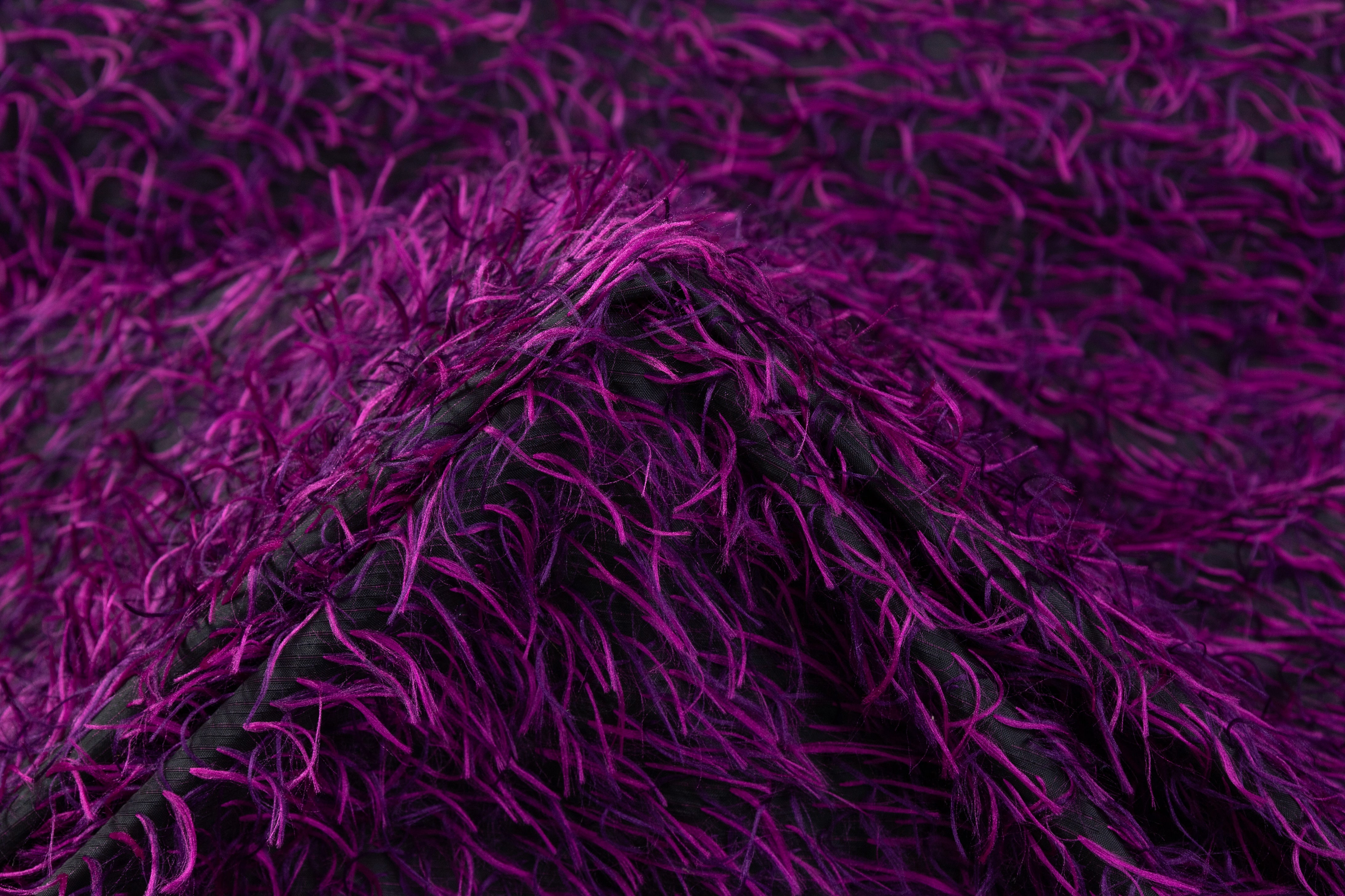 Fringed Italian Polyester - Purple / Black