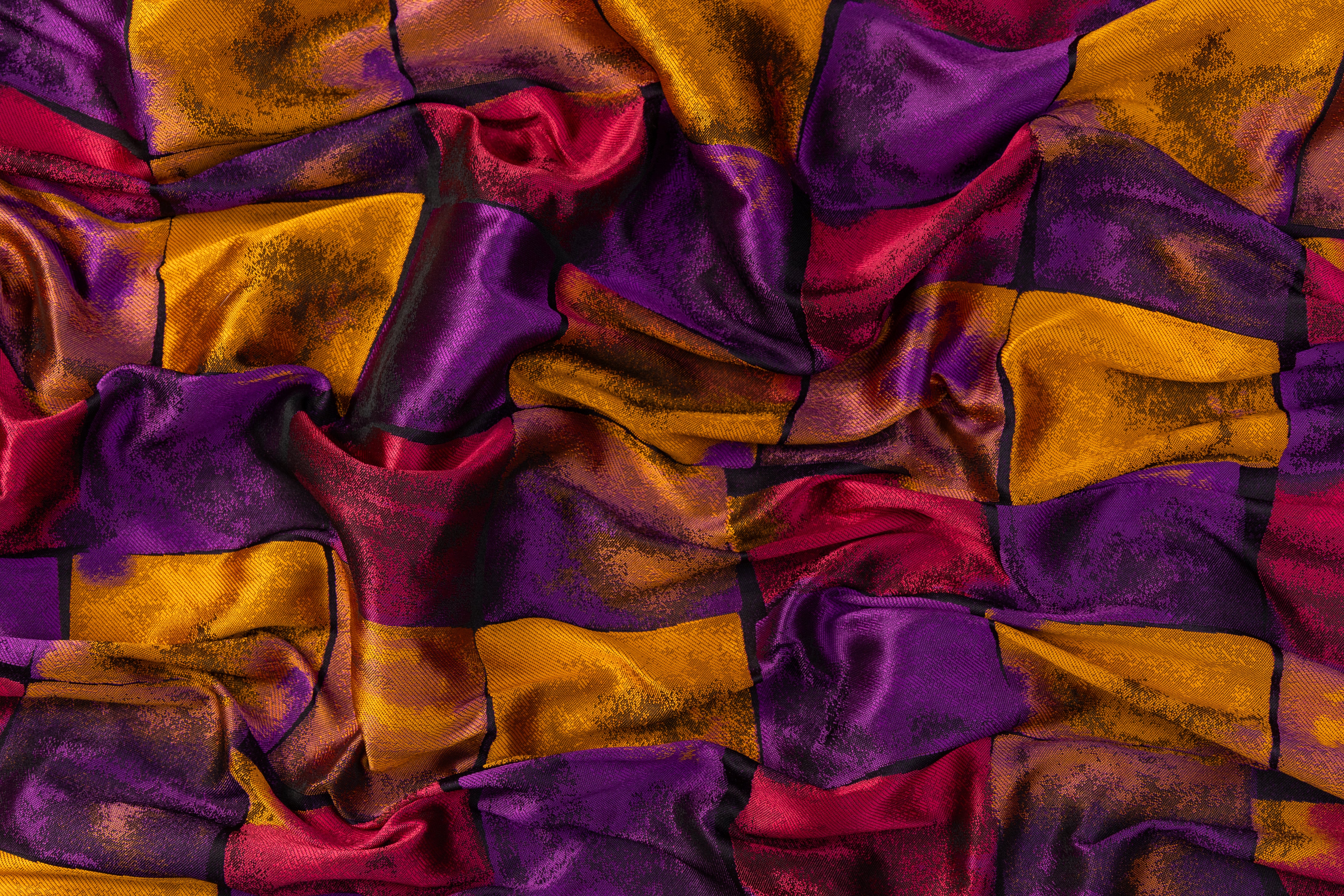 Italian Patch Design Brocade - Purple / Orange / Magenta