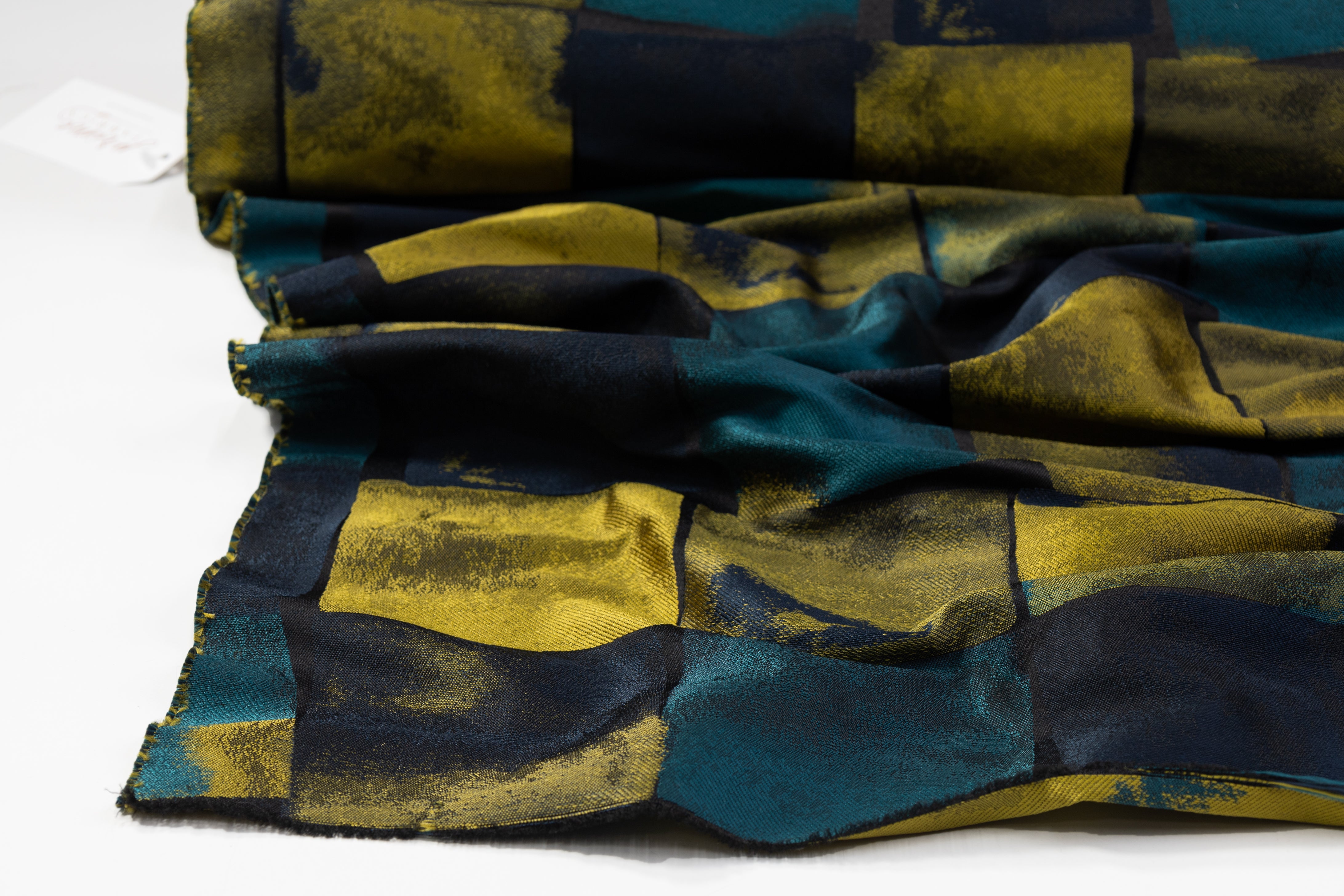 Italian Patch Design Brocade - Teal / Yellow