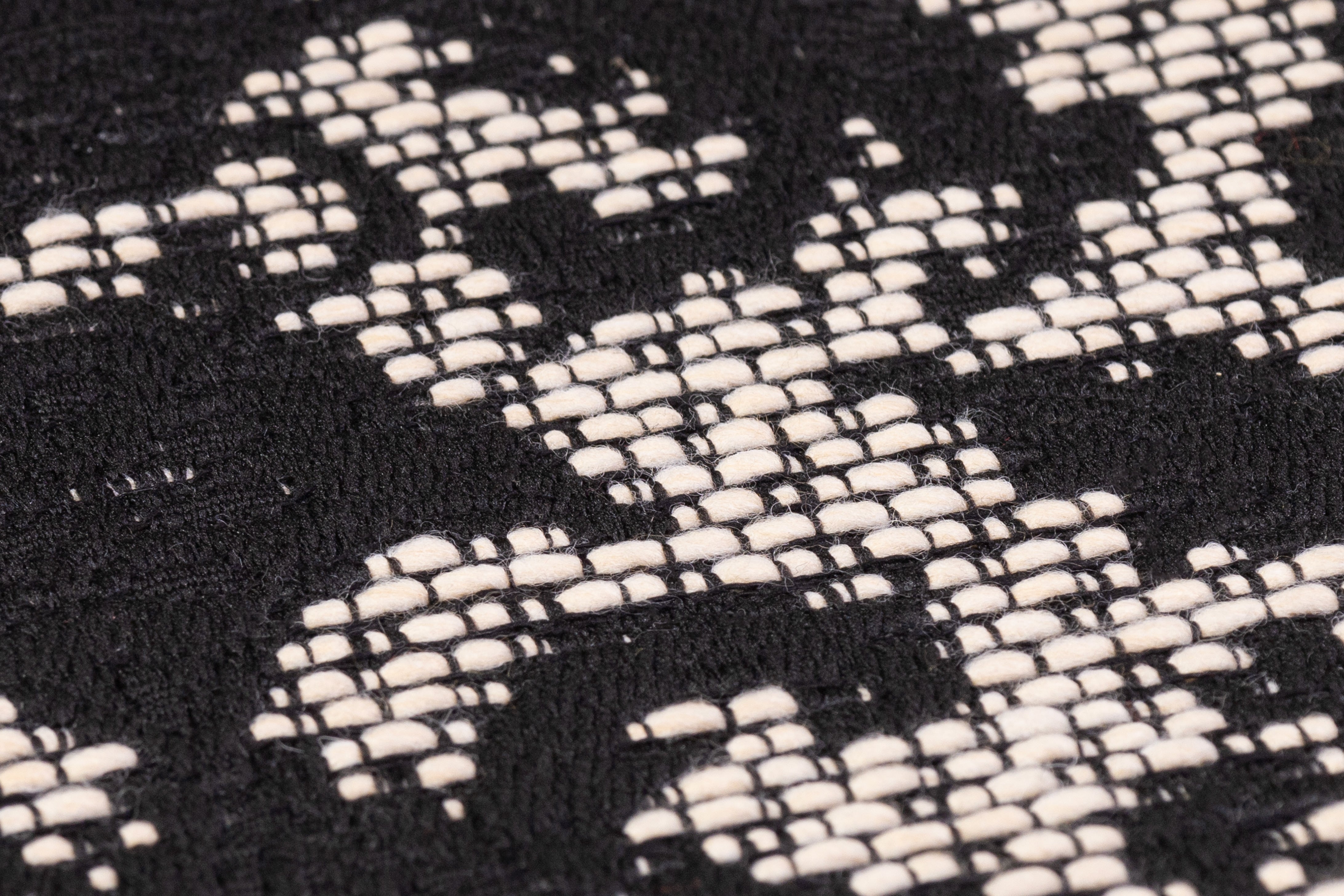 Floral Damask Italian Wool Blend Brocade - Black / Ivory