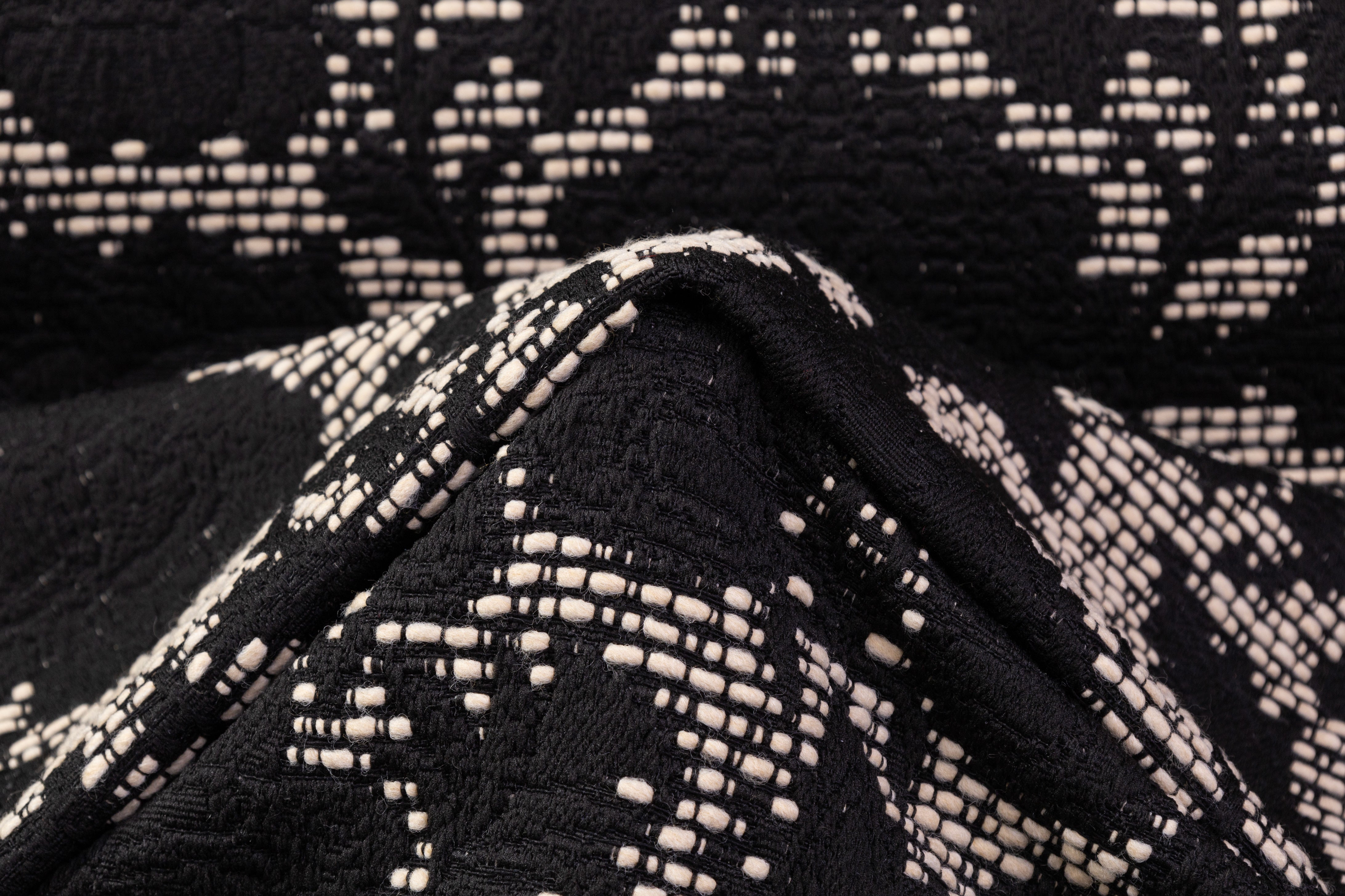 Floral Damask Italian Wool Blend Brocade - Black / Ivory