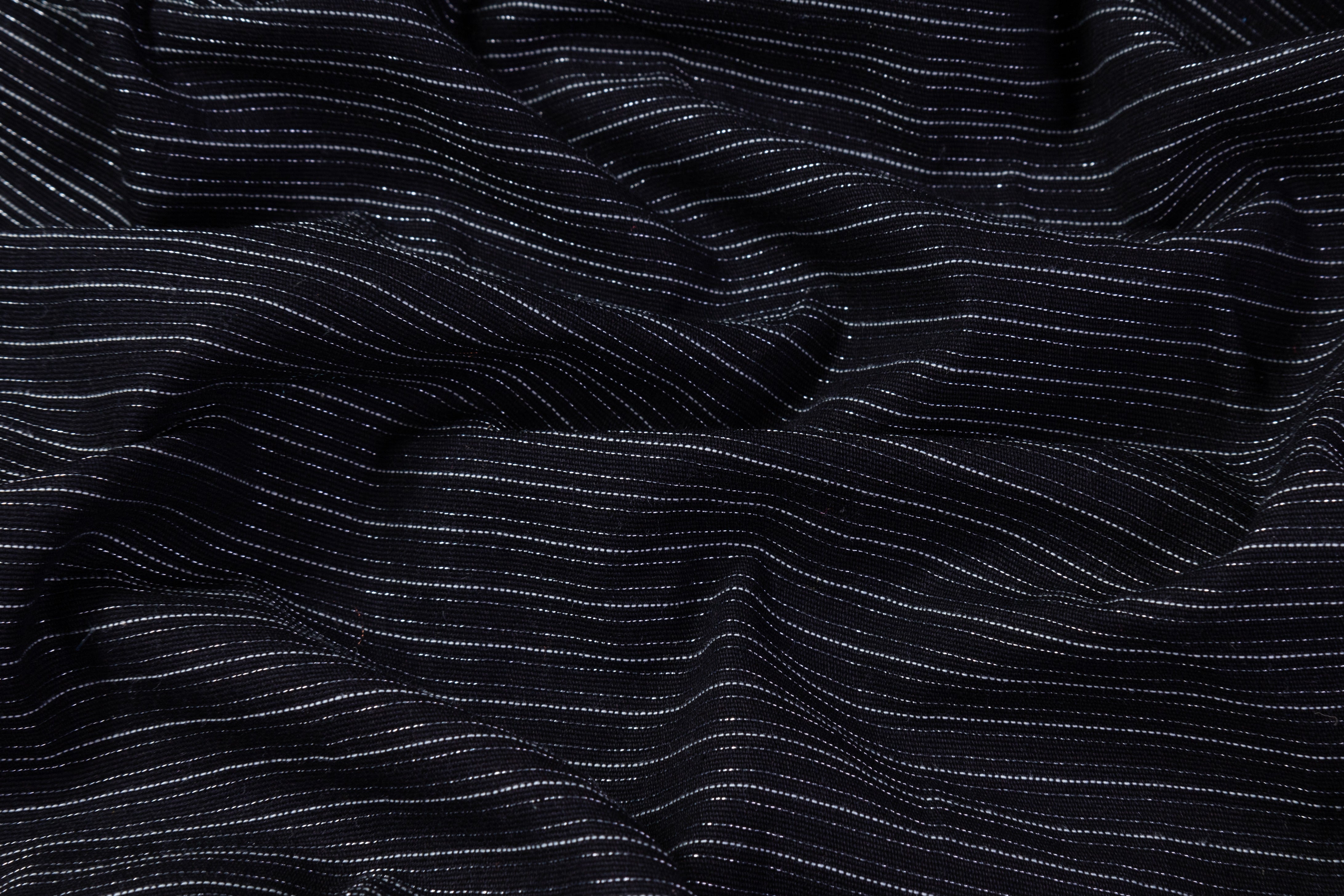 Metallic Striped Italian Cotton Canvas - Black / Silver