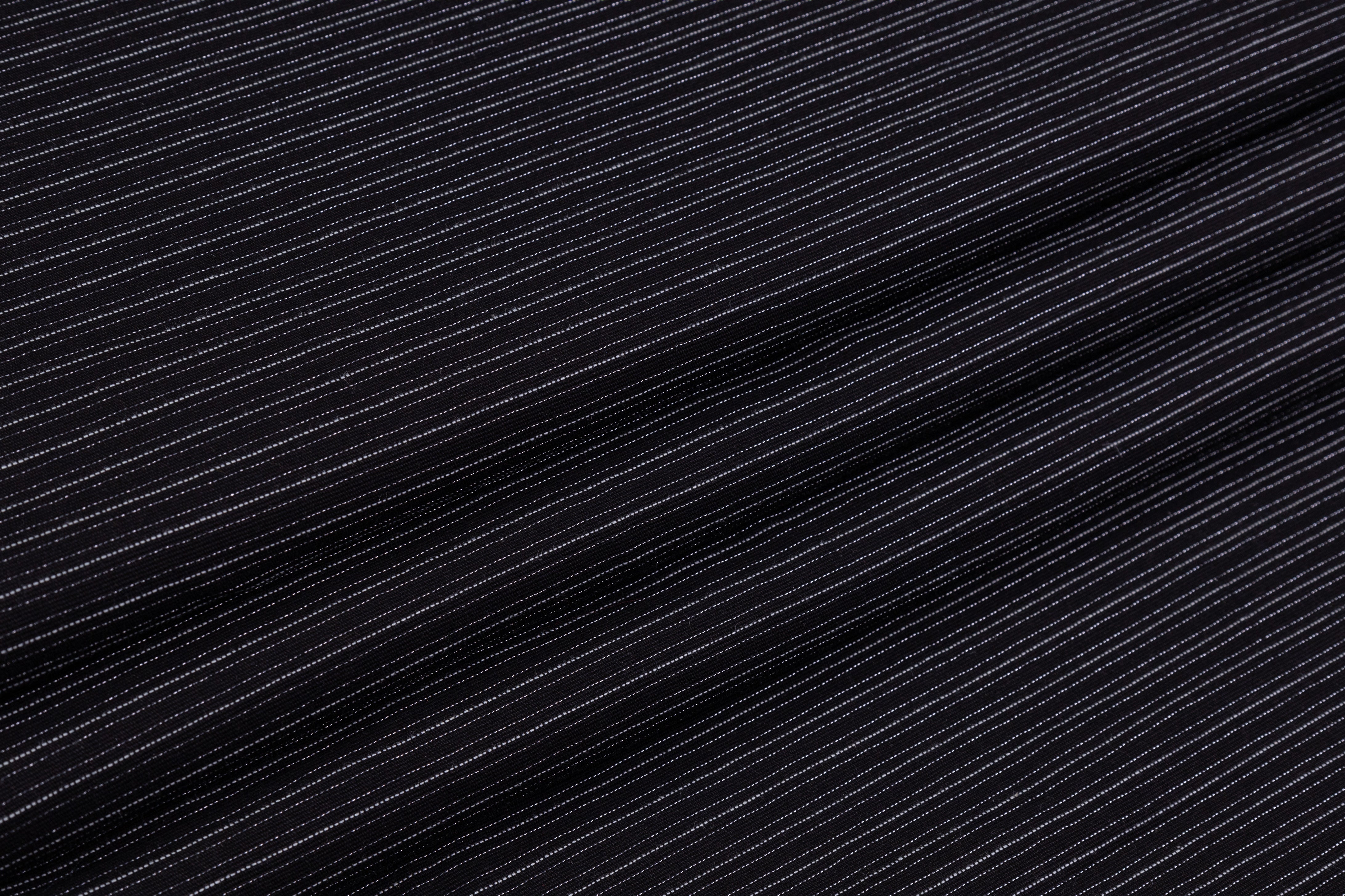Metallic Striped Italian Cotton Canvas - Black / Silver