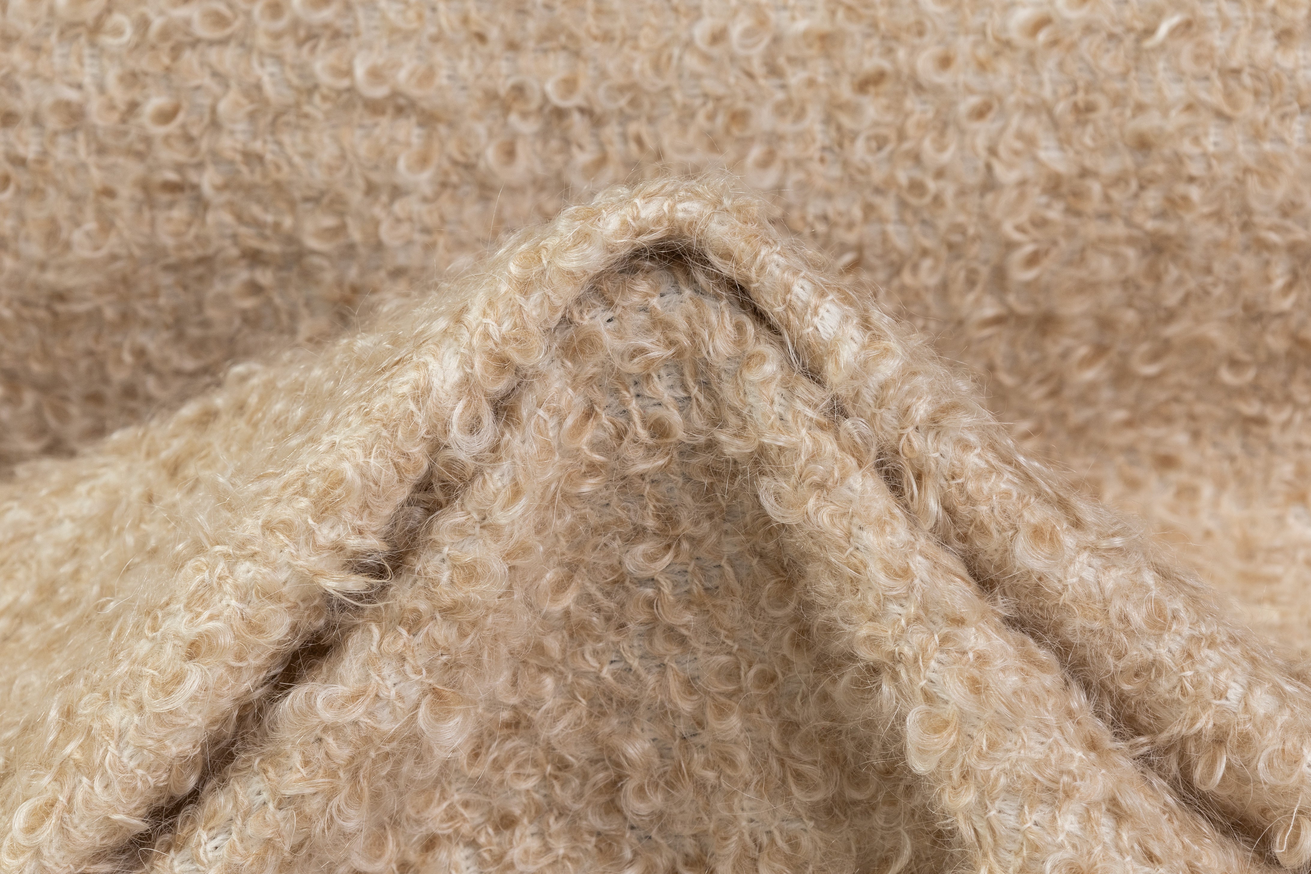 Italian Wool Boucle Coating - Beige