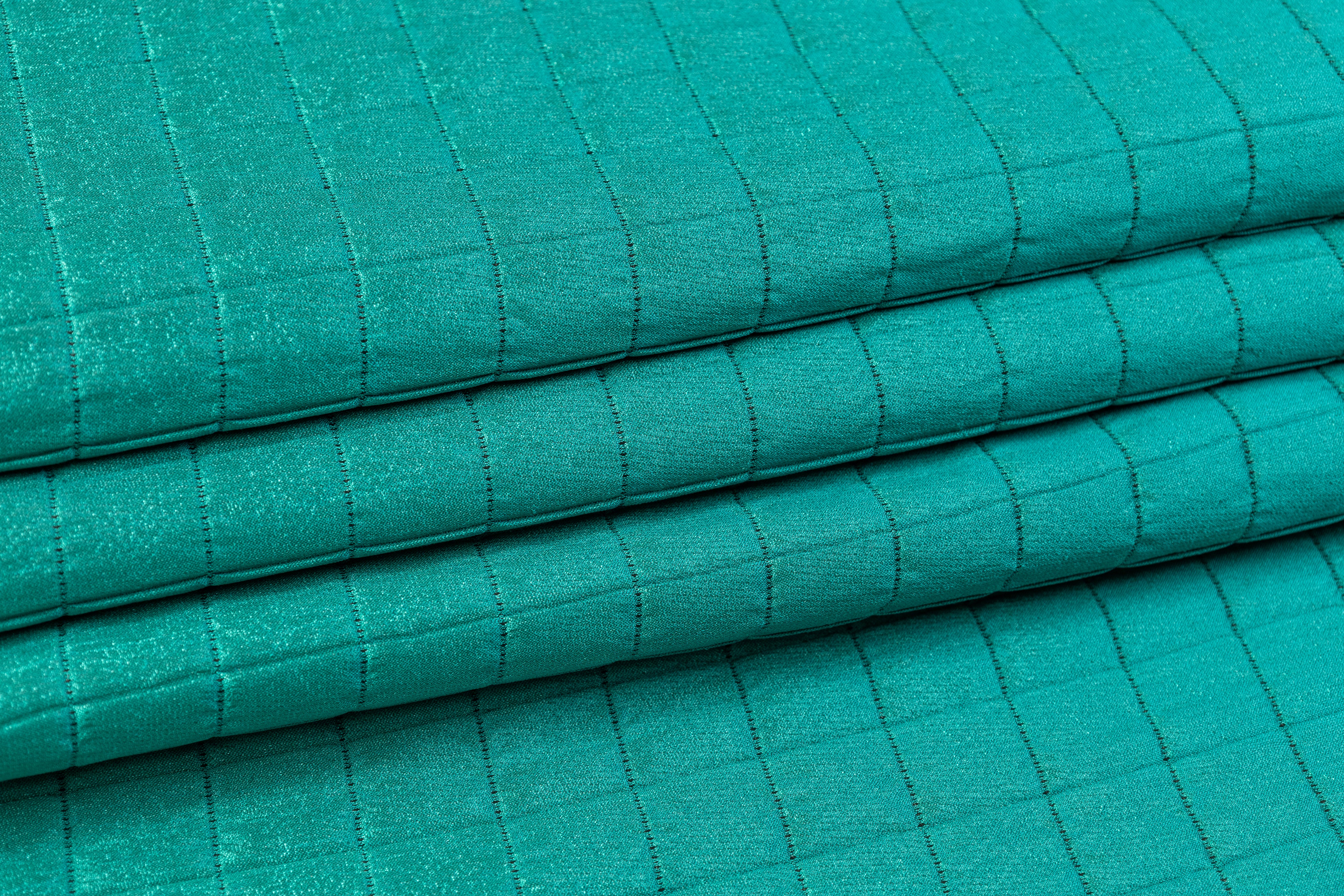 Quilted Metallic Polyester - Teal Green