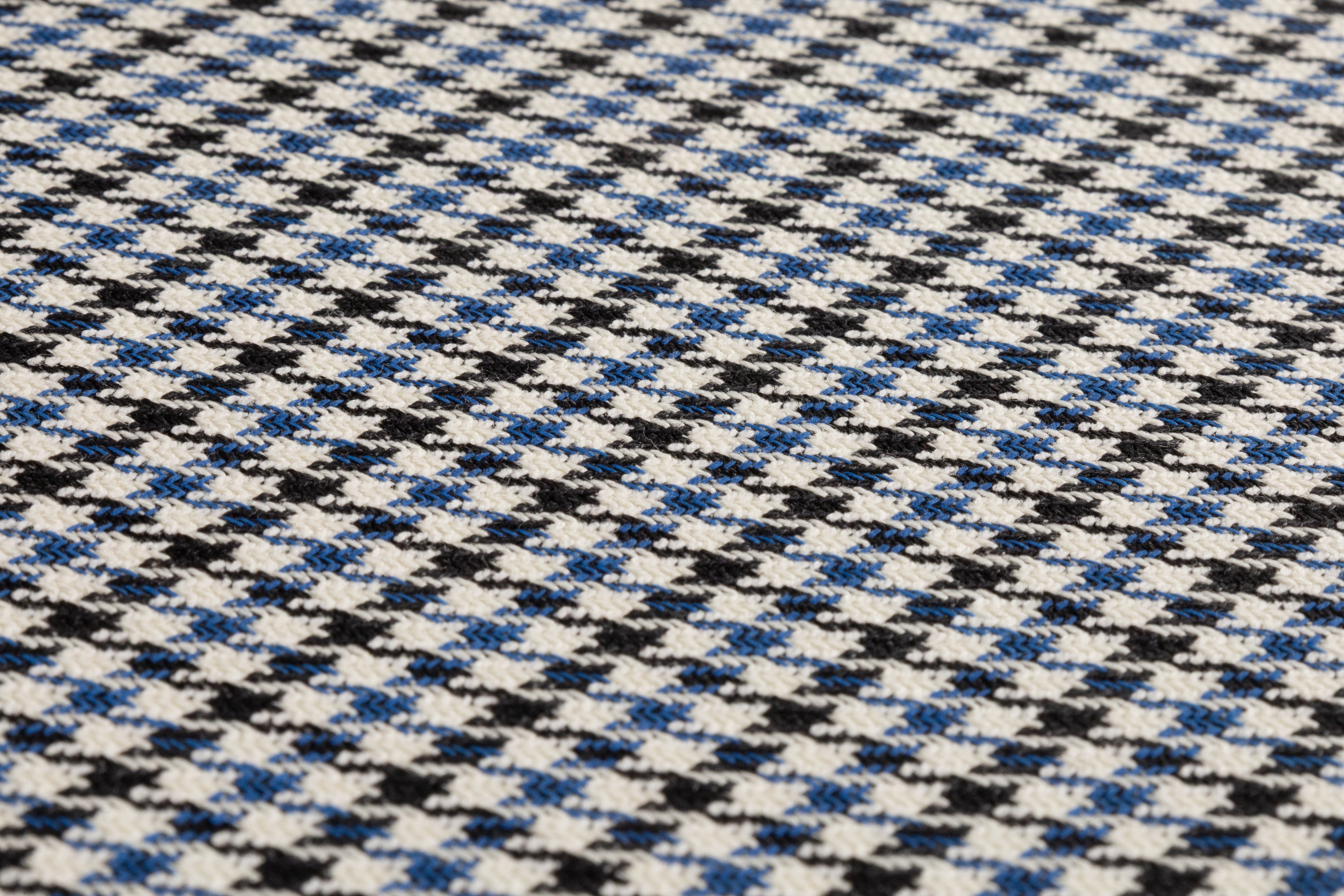 Lanificio TG di Fabio - Italian Silk and Wool Houndstooth Suiting - Blue / Black / White