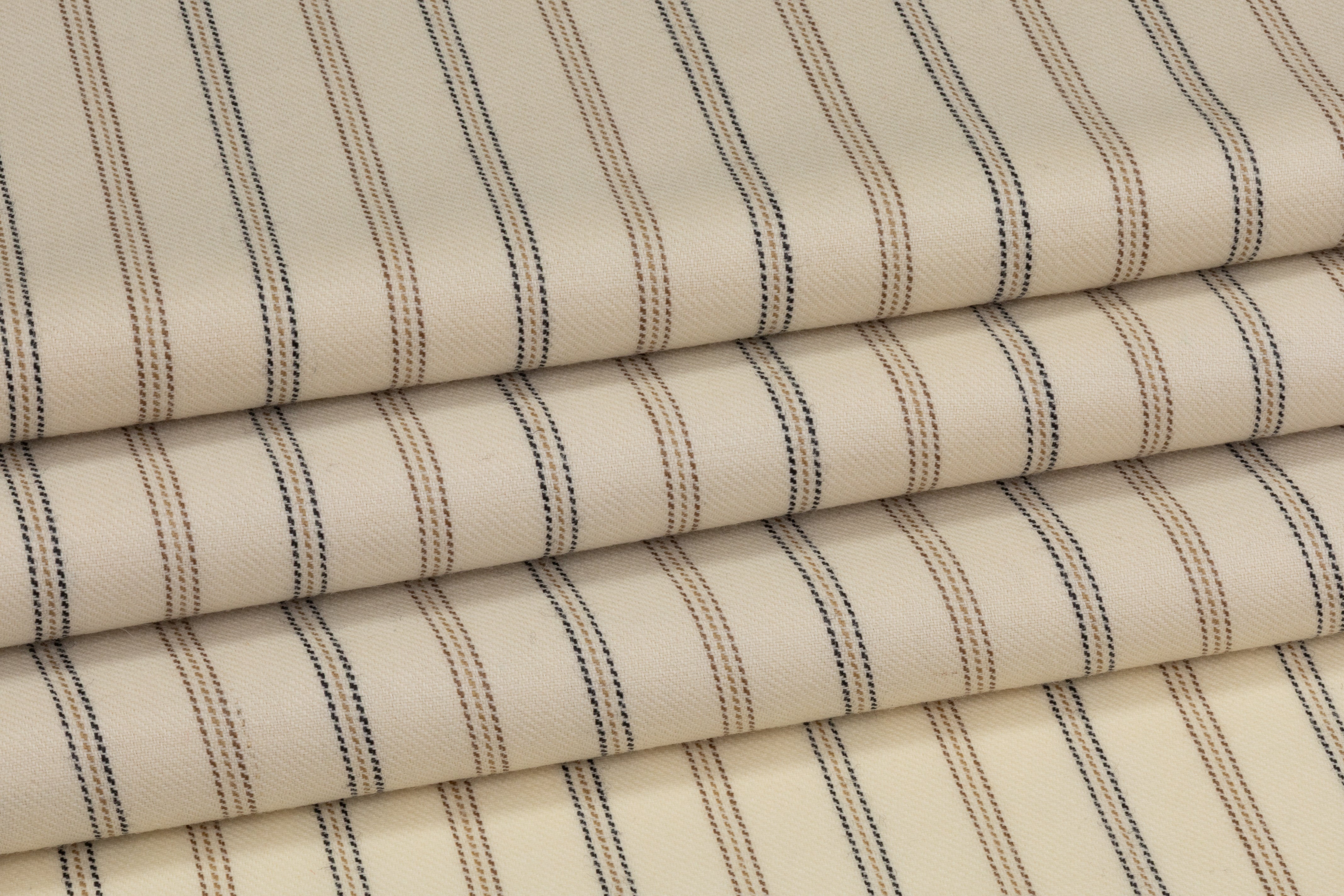 Striped Italian Wool Blend Suiting - Ivory / Brown / Black