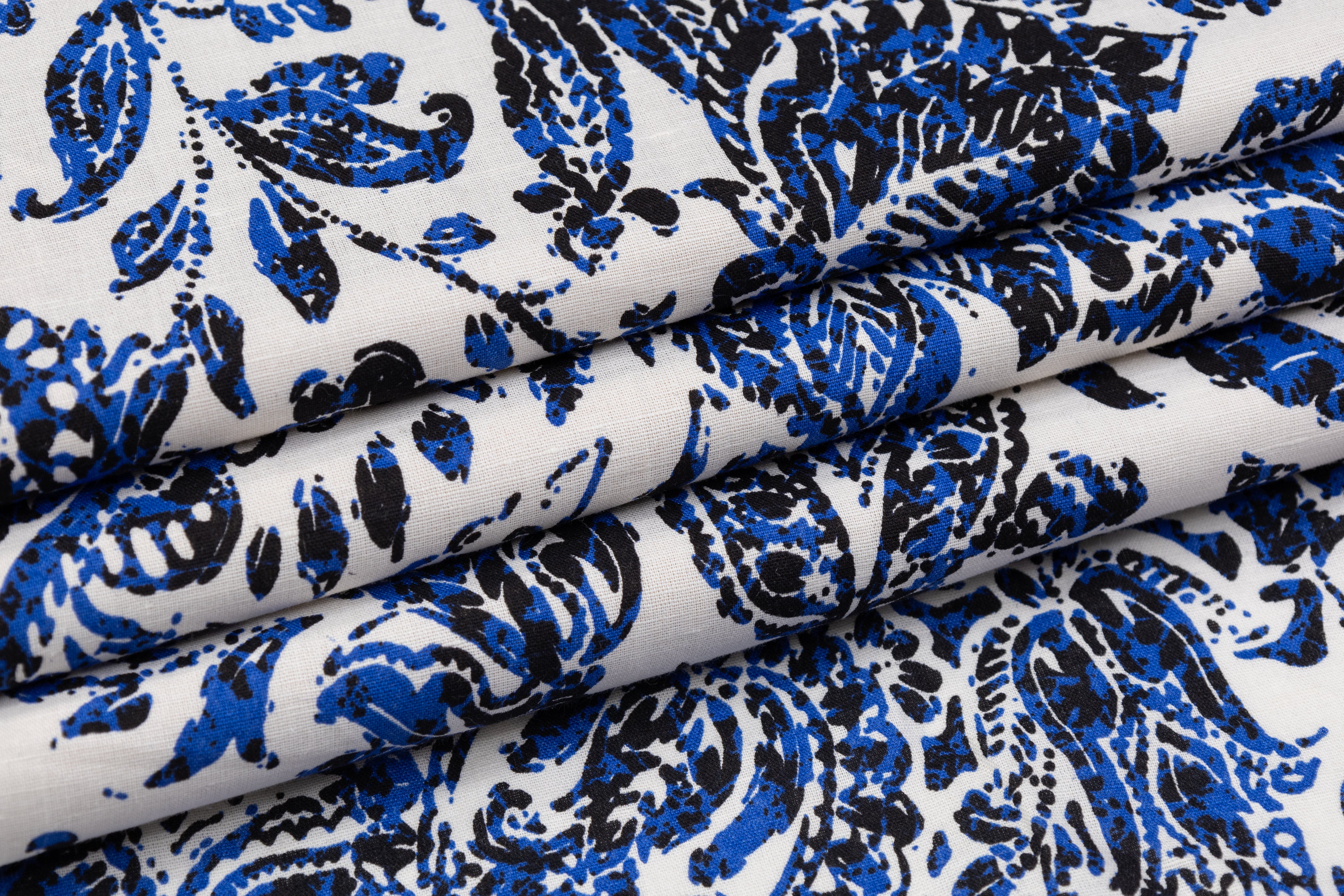Floral Italian Linen - Blue / White