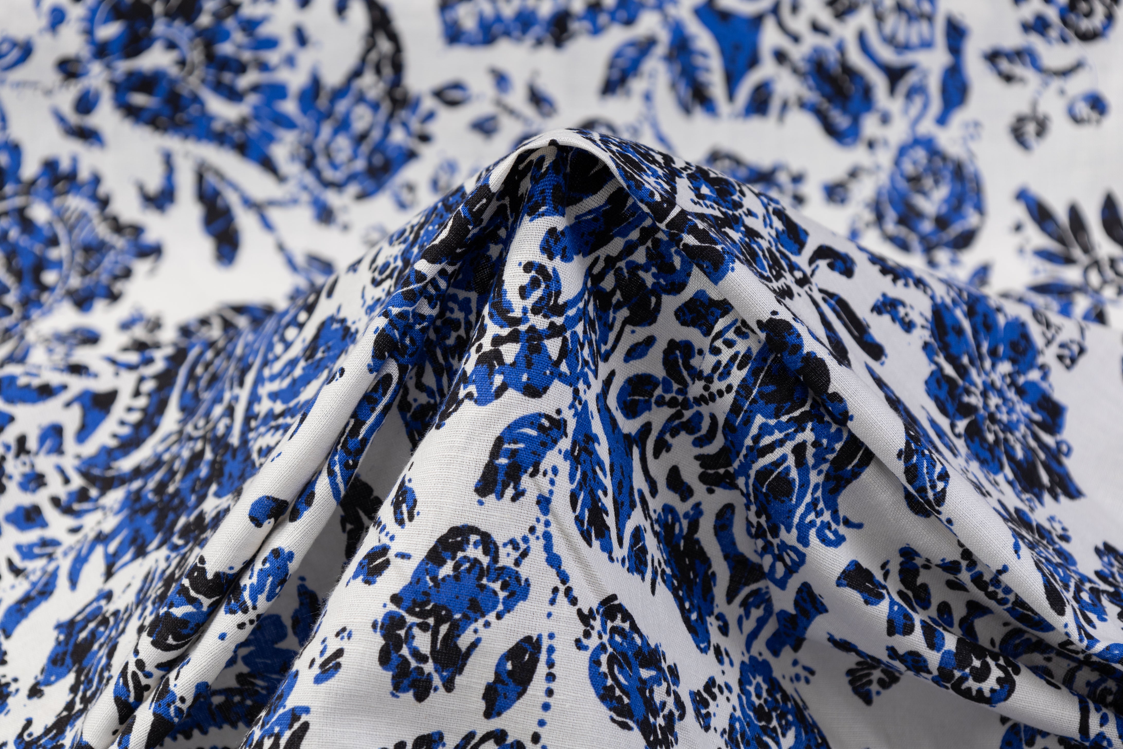 Floral Italian Linen - Blue / White