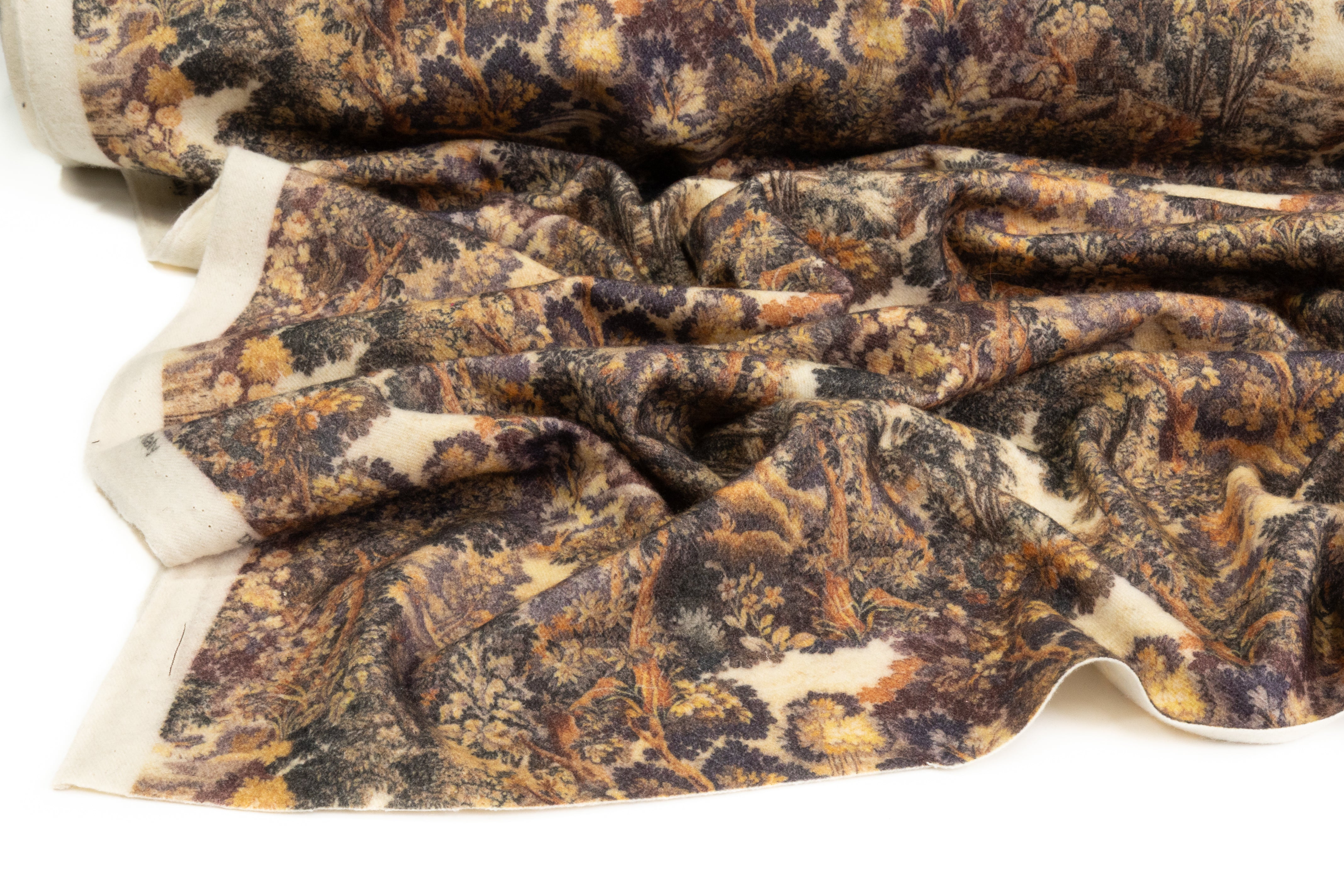 Toile Printed Italian Wool Blend - Brown